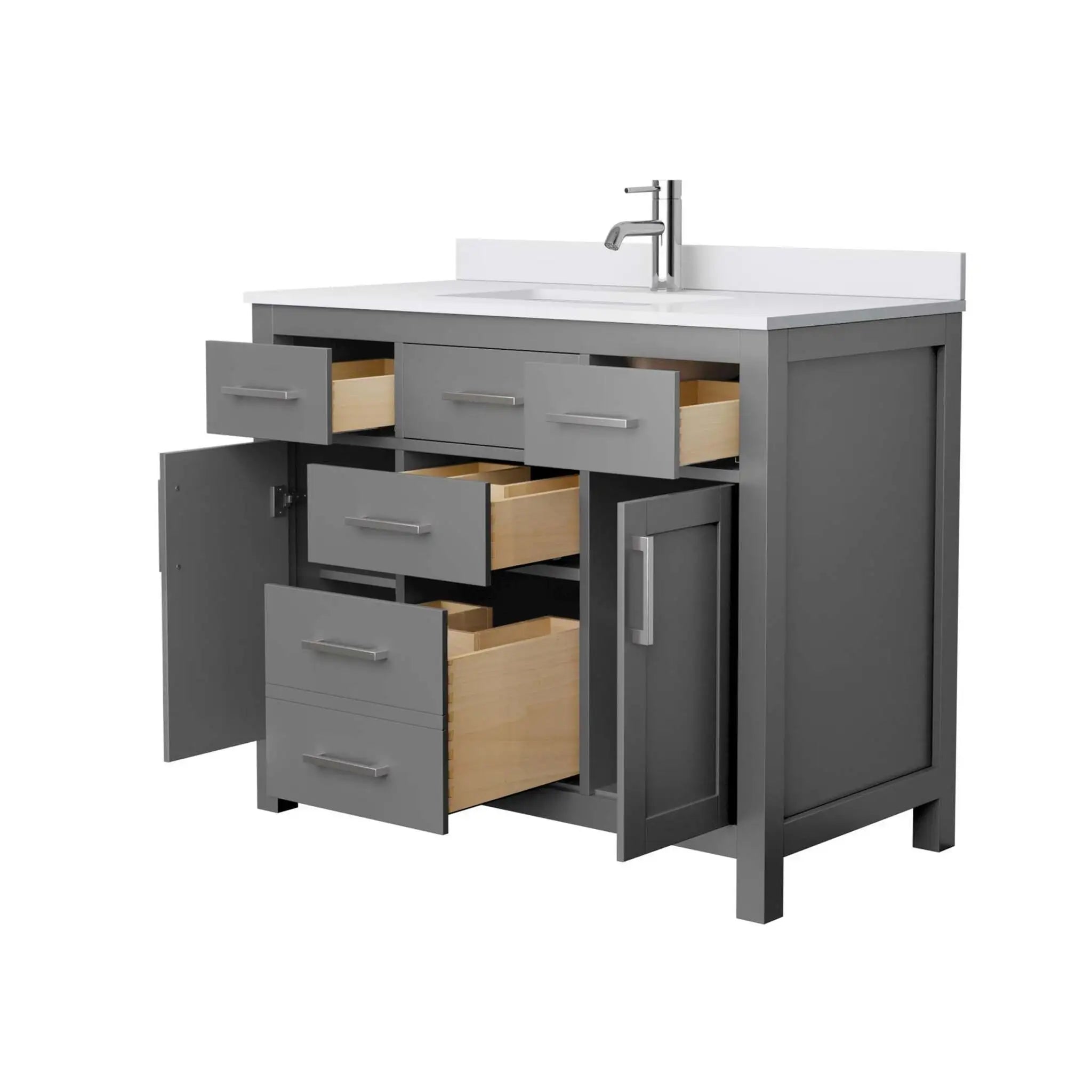 42" Beckett Single Bathroom Vanity in Dark Gray with Brushed Nickel Trim by Wyndham