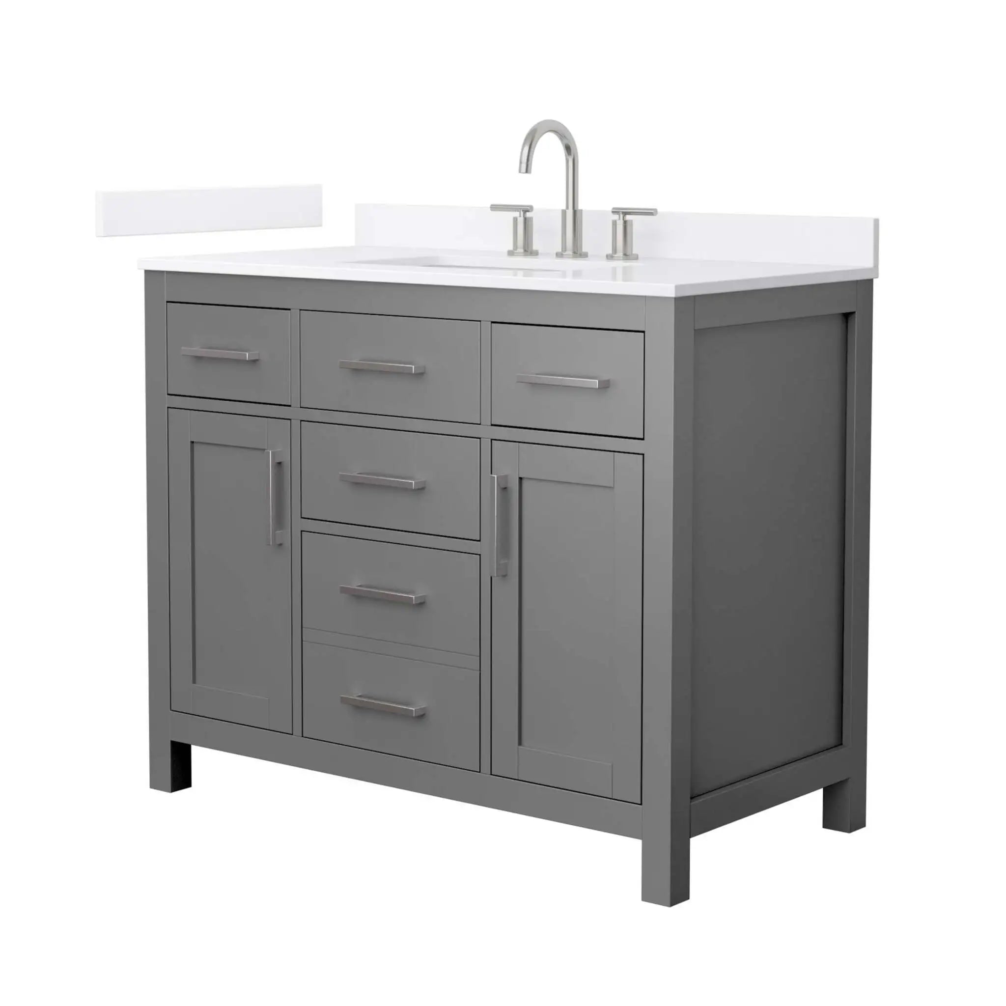 42" Beckett Single Bathroom Vanity in Dark Gray with Brushed Nickel Trim by Wyndham
