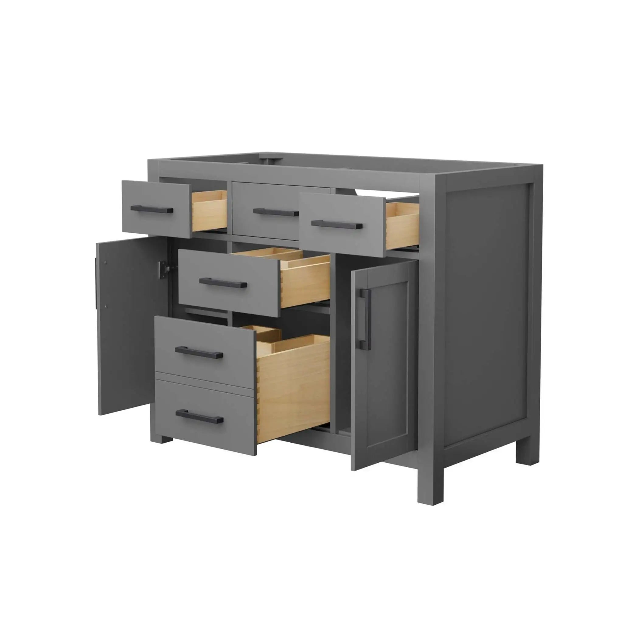 42" Beckett Single Bathroom Vanity in Dark Gray with Matte Black Trim by Wyndham