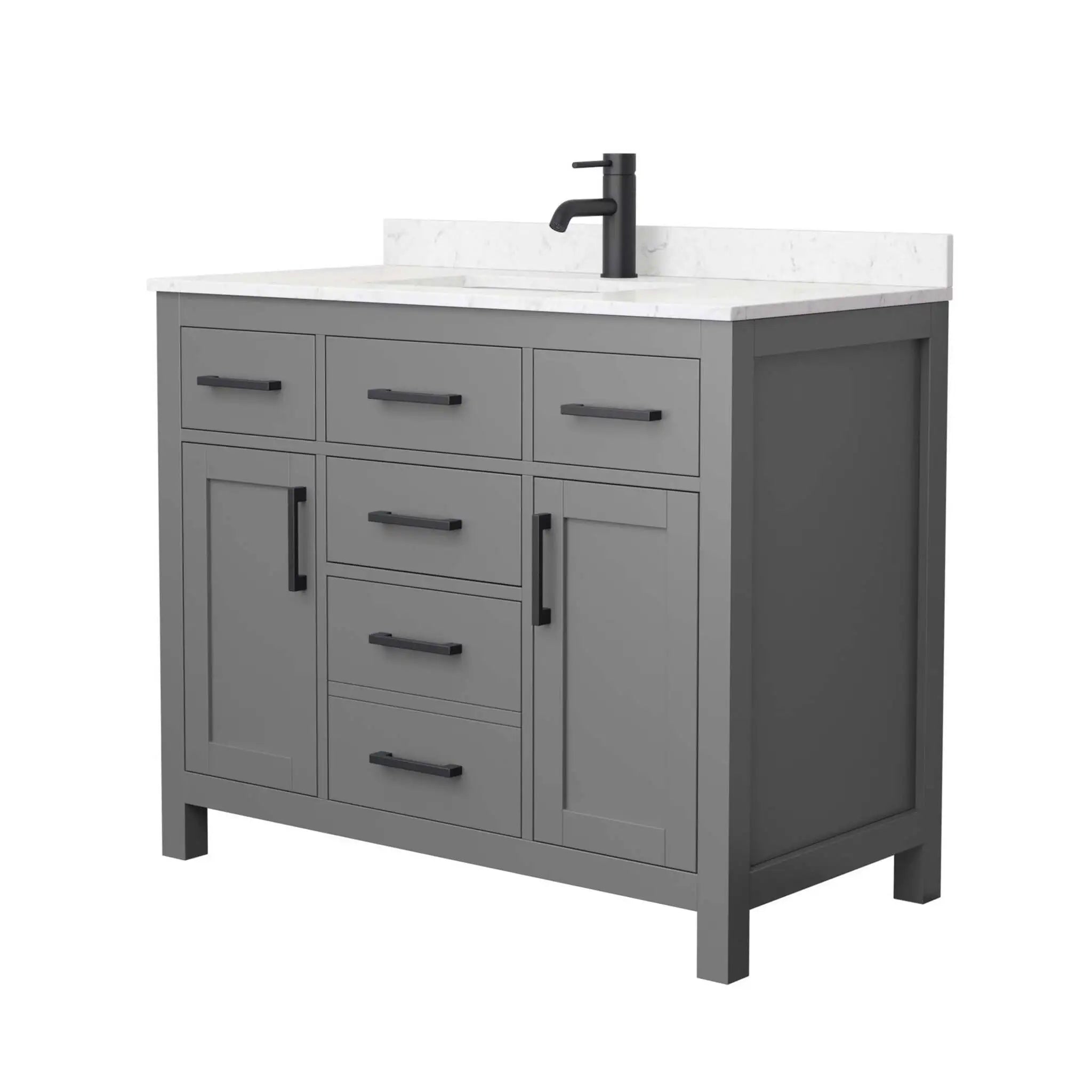 42" Beckett Single Bathroom Vanity in Dark Gray with Matte Black Trim by Wyndham