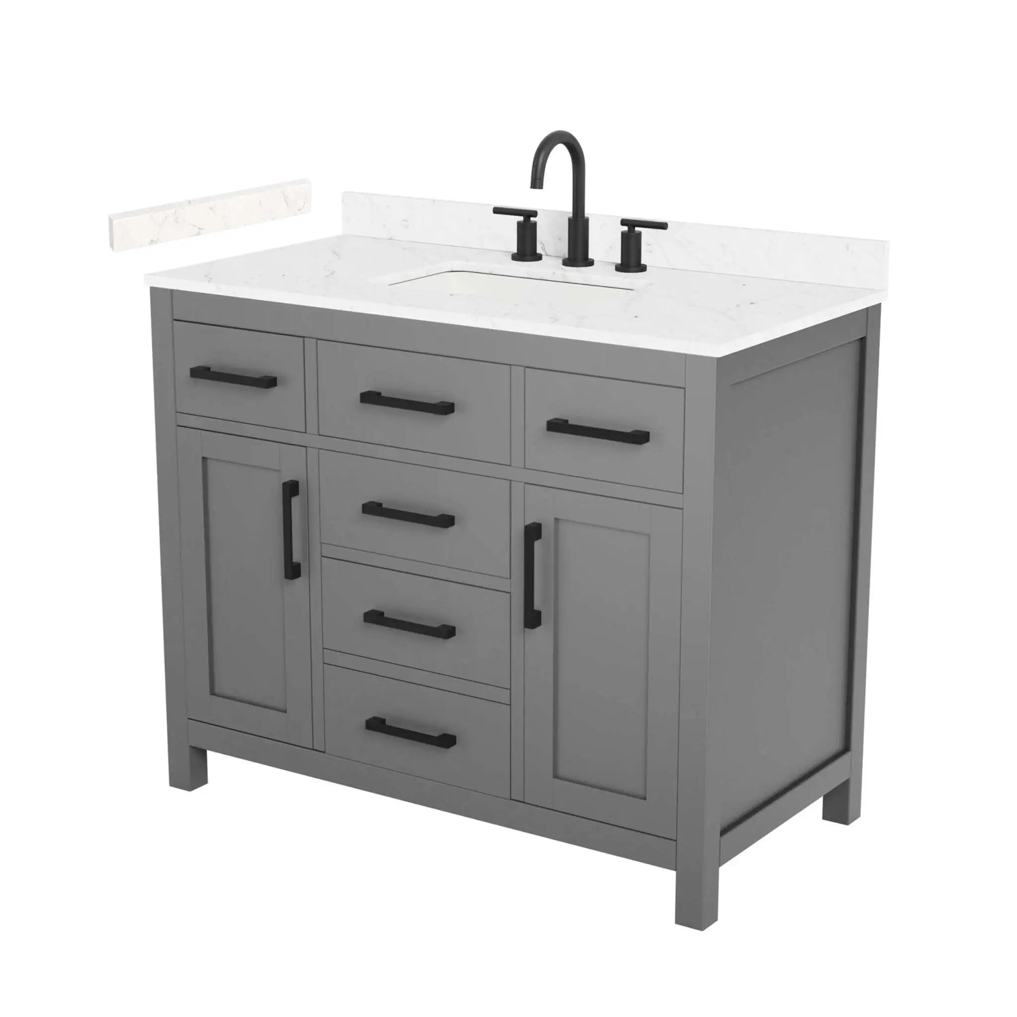 42" Beckett Single Bathroom Vanity in Dark Gray with Matte Black Trim by Wyndham
