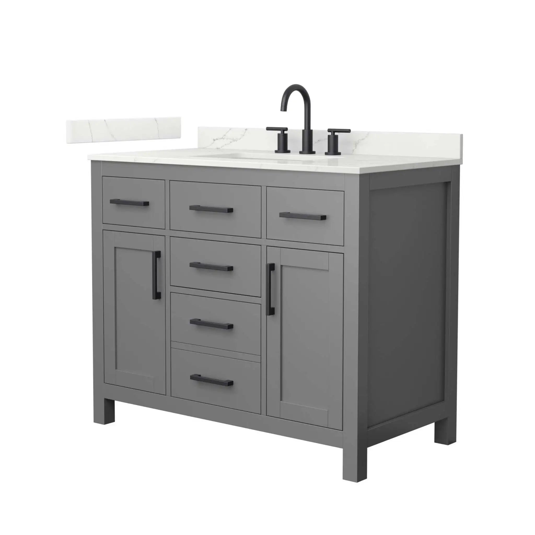 42" Beckett Single Bathroom Vanity in Dark Gray with Matte Black Trim by Wyndham