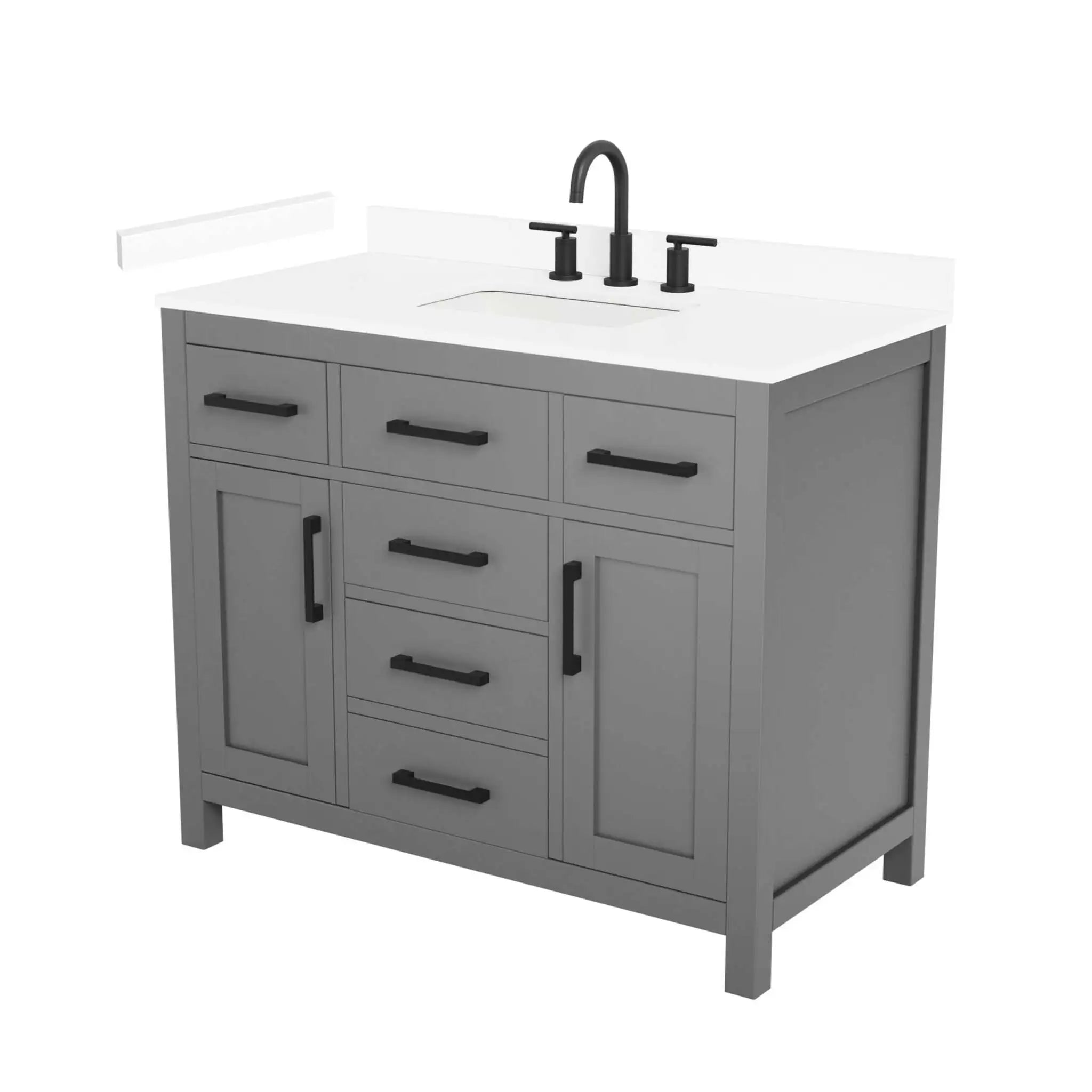 42" Beckett Single Bathroom Vanity in Dark Gray with Matte Black Trim by Wyndham