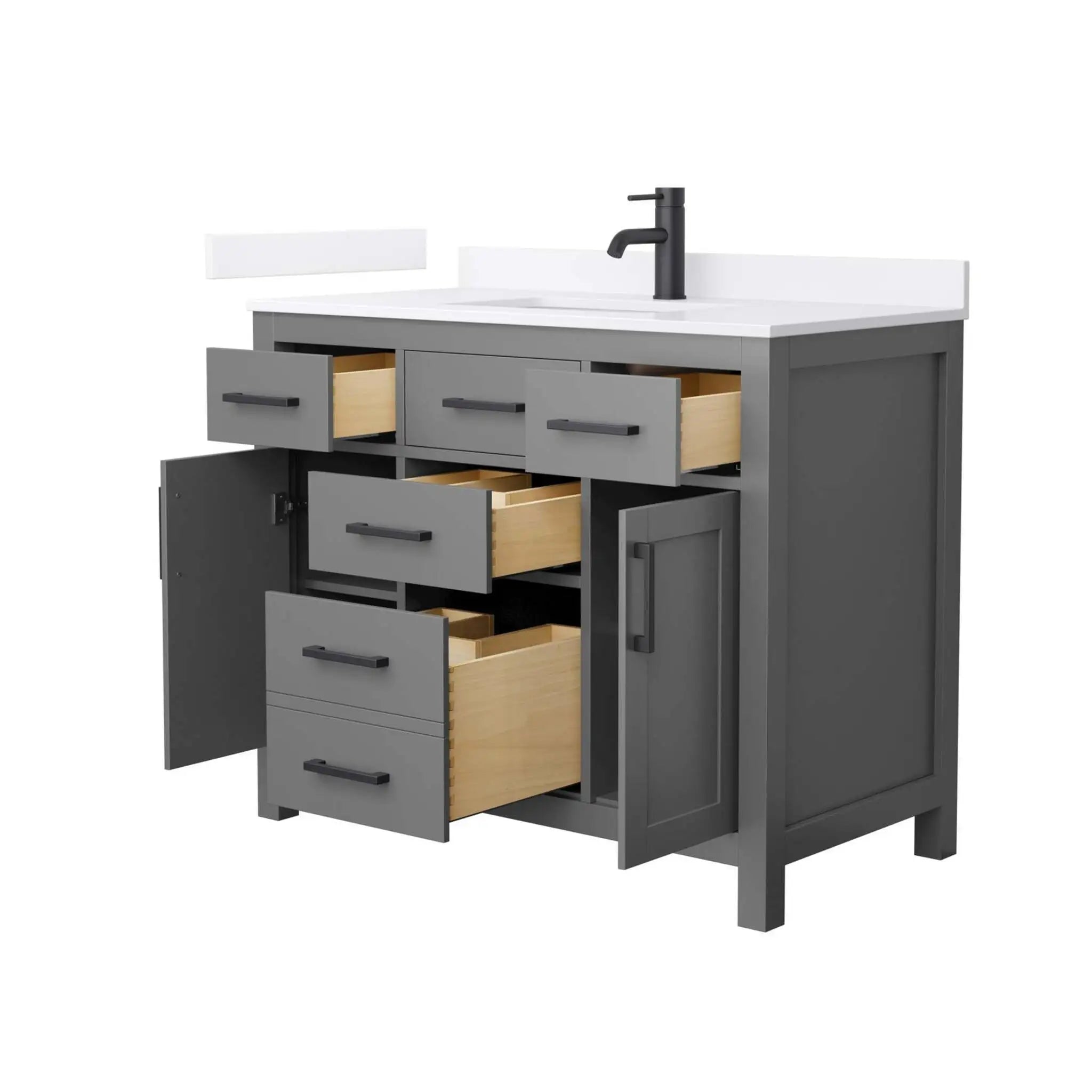 42" Beckett Single Bathroom Vanity in Dark Gray with Matte Black Trim by Wyndham