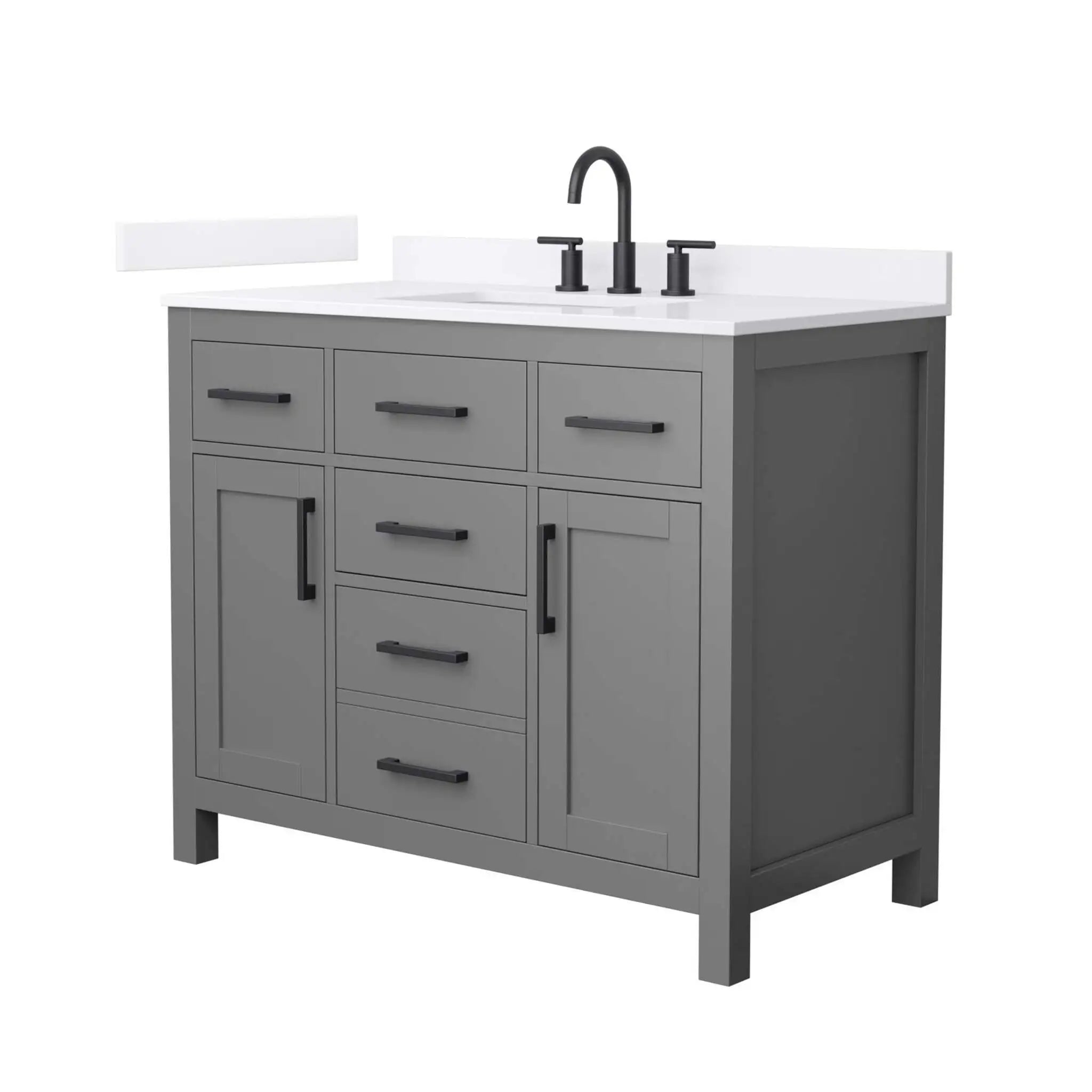 42" Beckett Single Bathroom Vanity in Dark Gray with Matte Black Trim by Wyndham