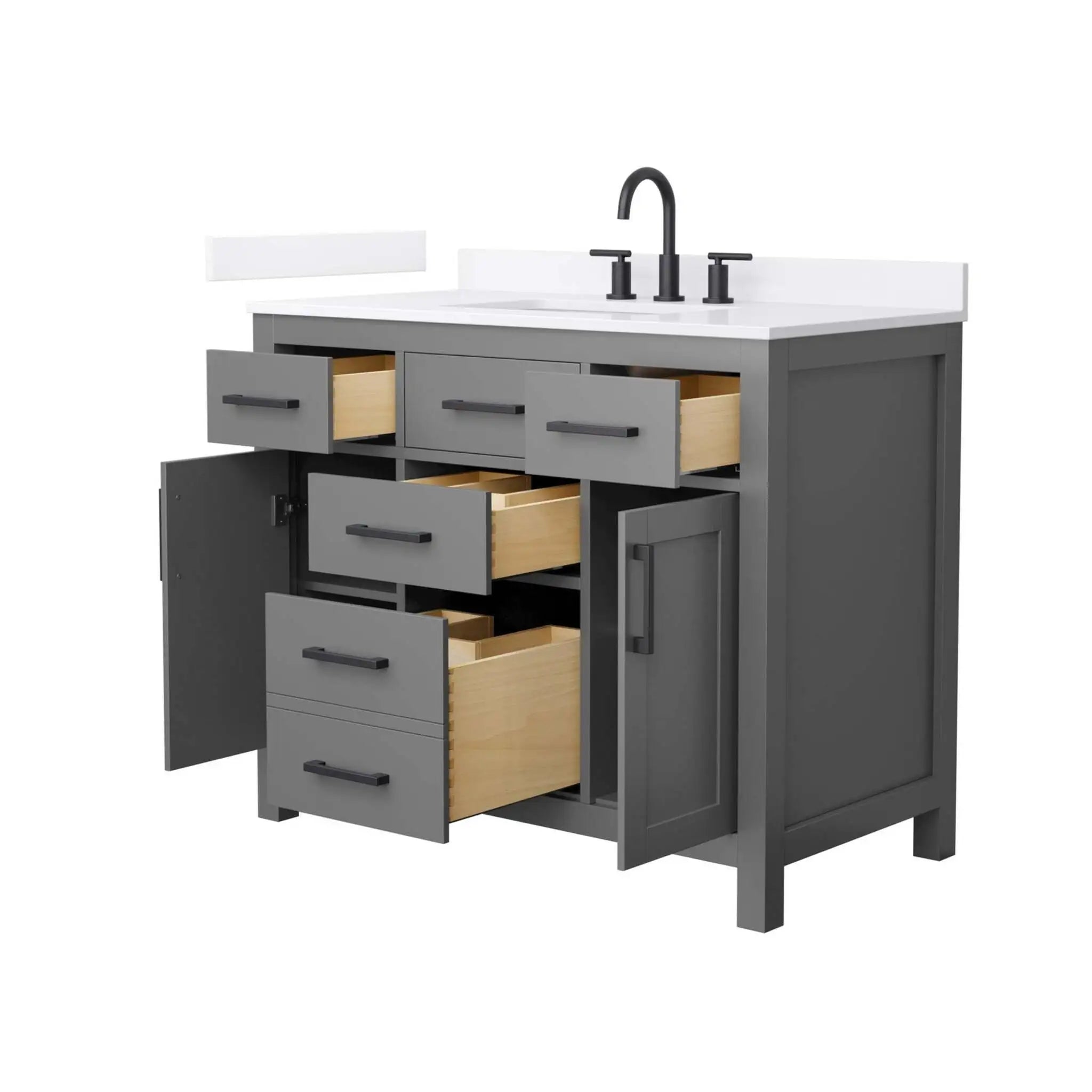 42" Beckett Single Bathroom Vanity in Dark Gray with Matte Black Trim by Wyndham
