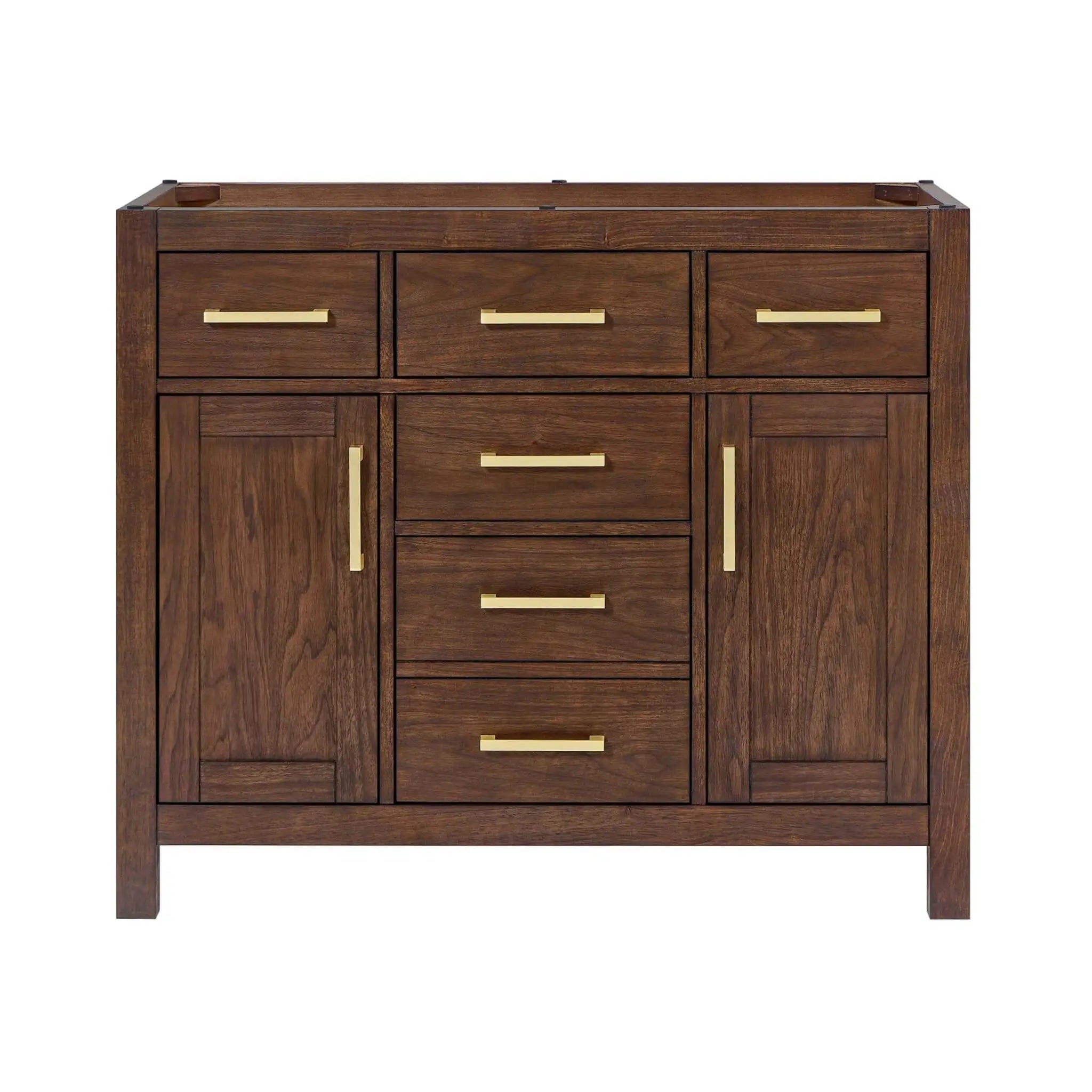 42" Beckett Single Bathroom Vanity in Dark Walnut with Brushed Gold Trim by Wyndham