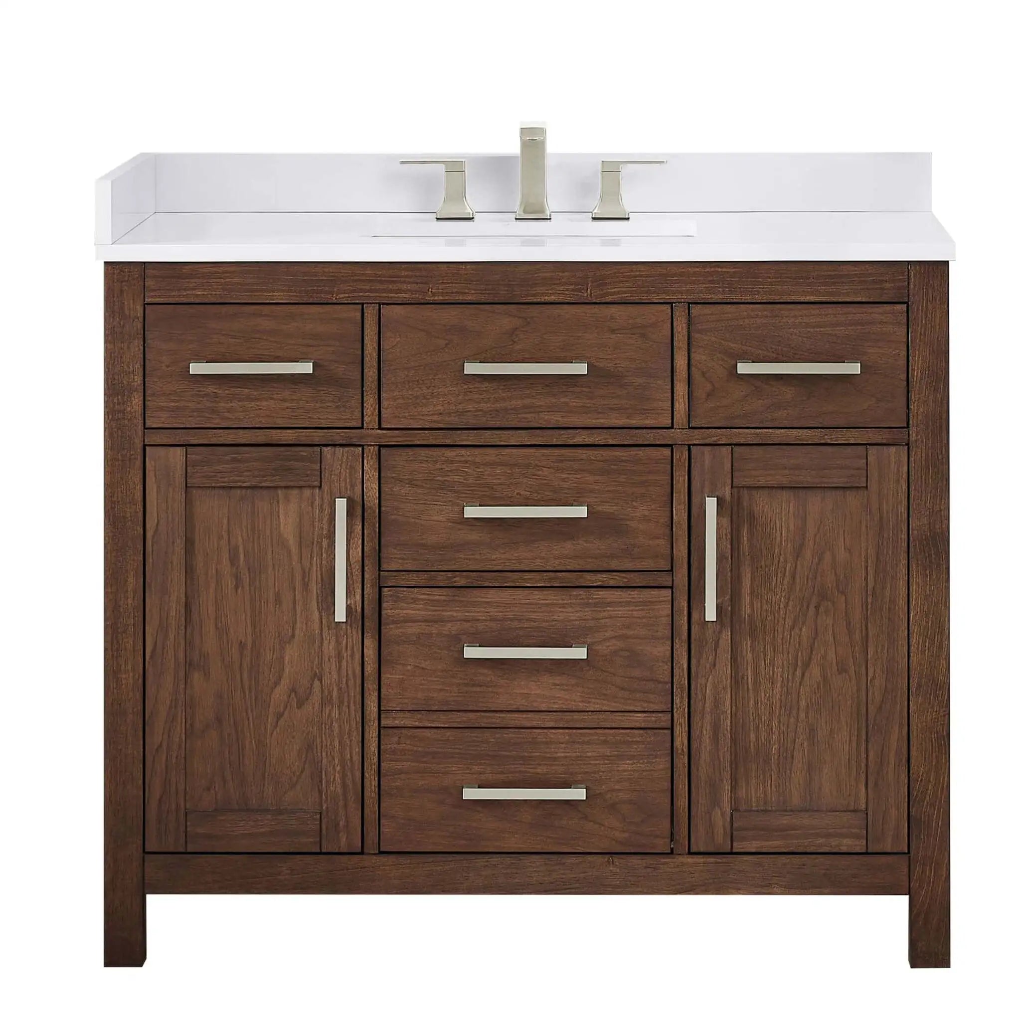 42" Beckett Single Bathroom Vanity in Dark Walnut with Brushed Nickel Trim by Wyndham