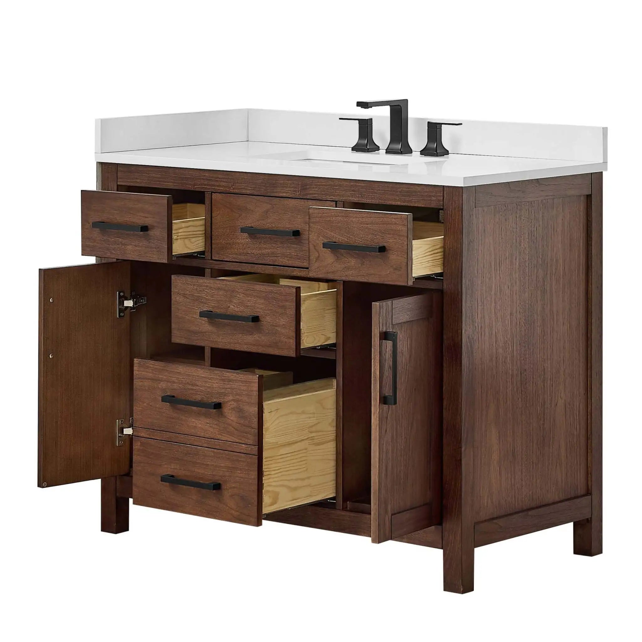 42" Beckett Single Bathroom Vanity in Dark Walnut with Matte Black Trim by Wyndham