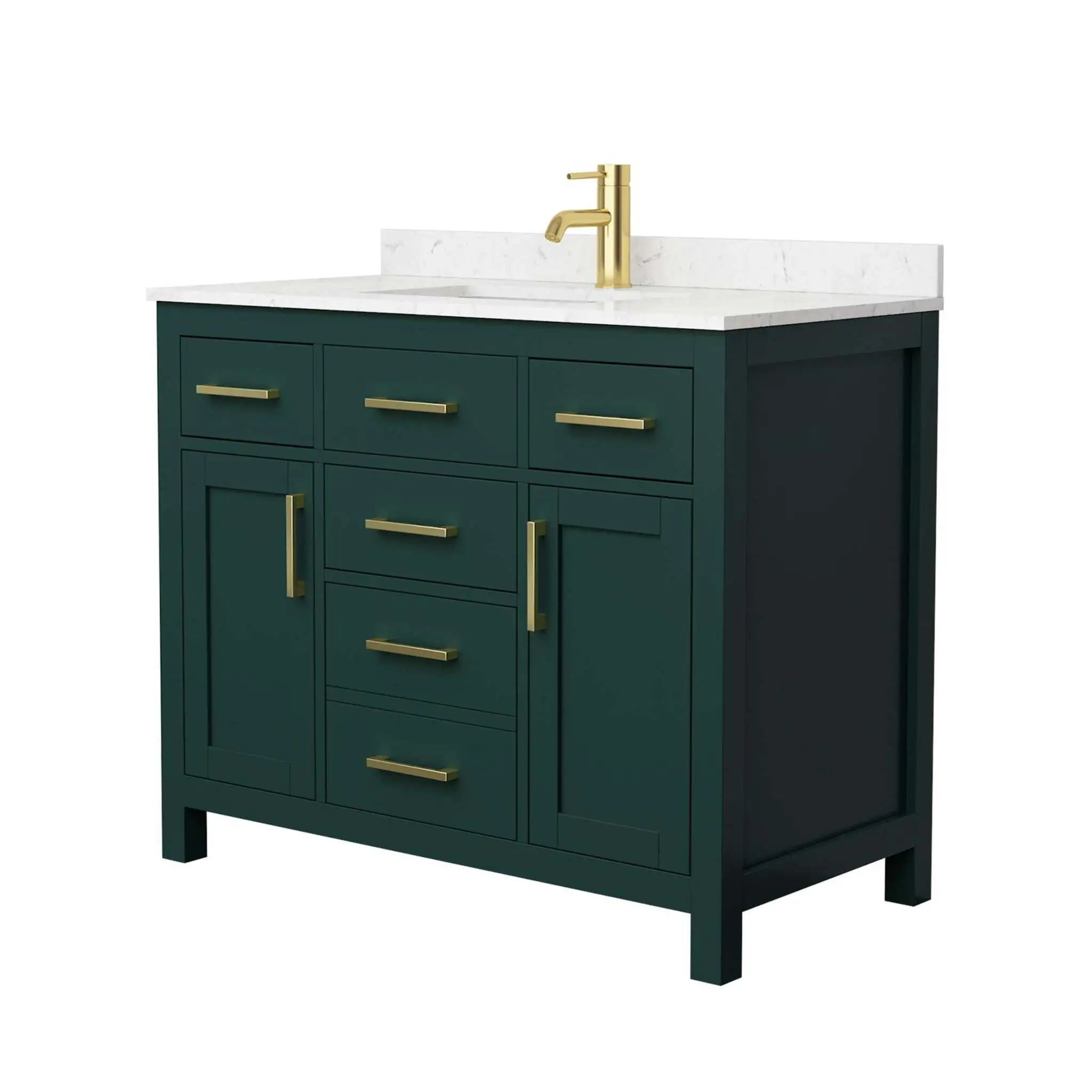42" Beckett Single Bathroom Vanity in Green with Brushed Gold Trim by Wyndham