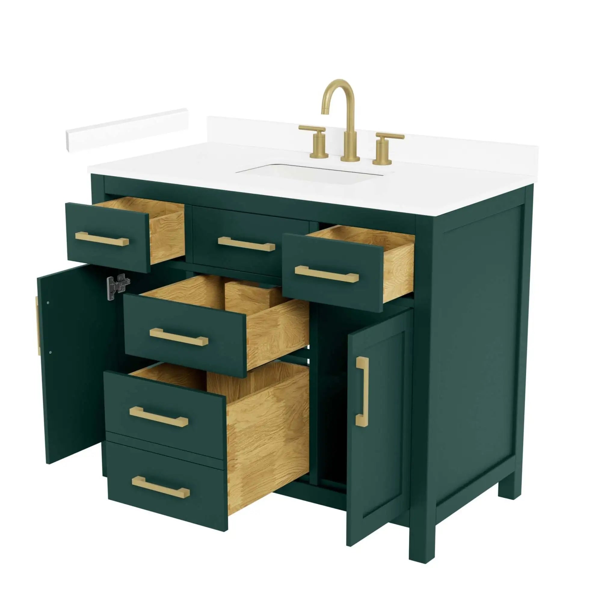 42" Beckett Single Bathroom Vanity in Green with Brushed Gold Trim by Wyndham