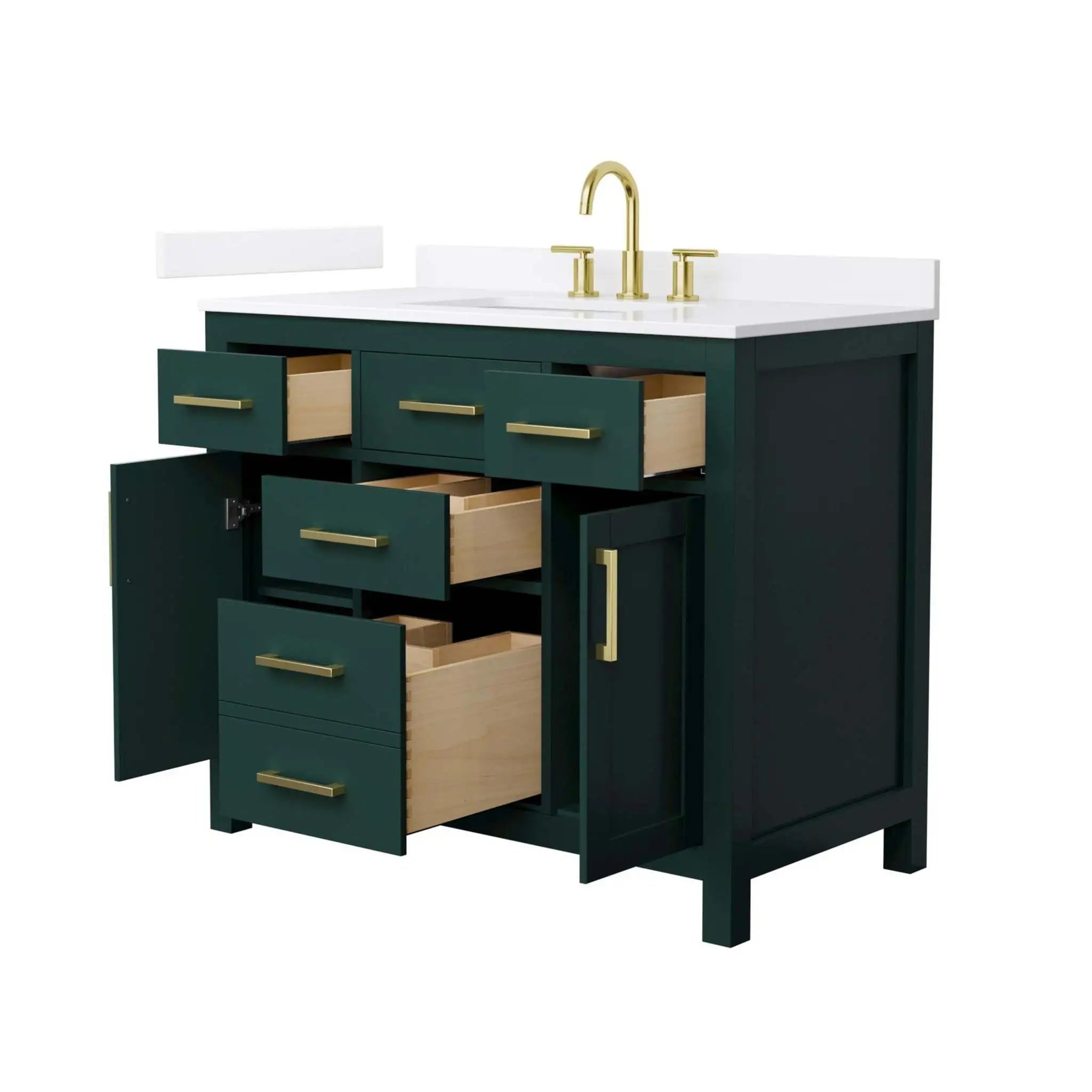 42" Beckett Single Bathroom Vanity in Green with Brushed Gold Trim by Wyndham