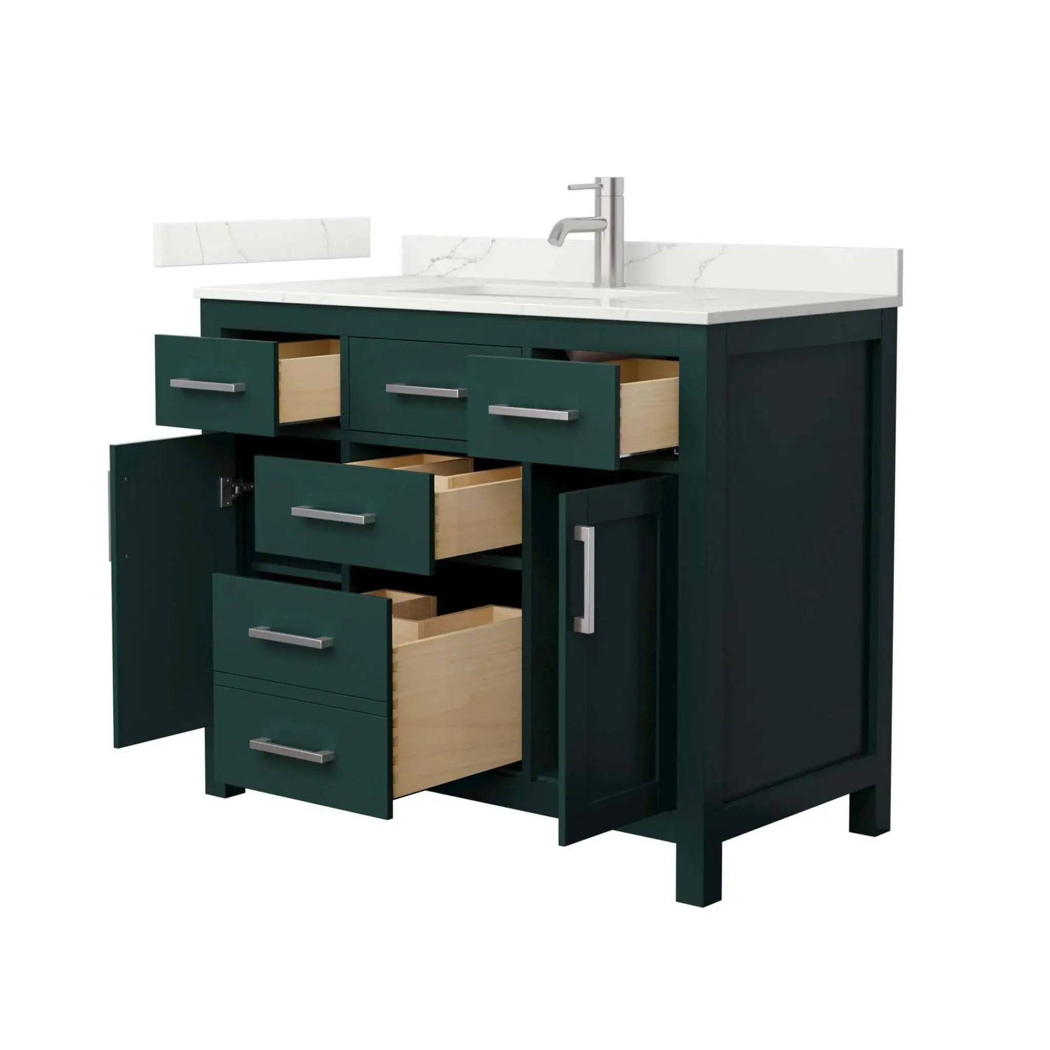 42" Beckett Single Bathroom Vanity in Green with Brushed Nickel Trim by Wyndham