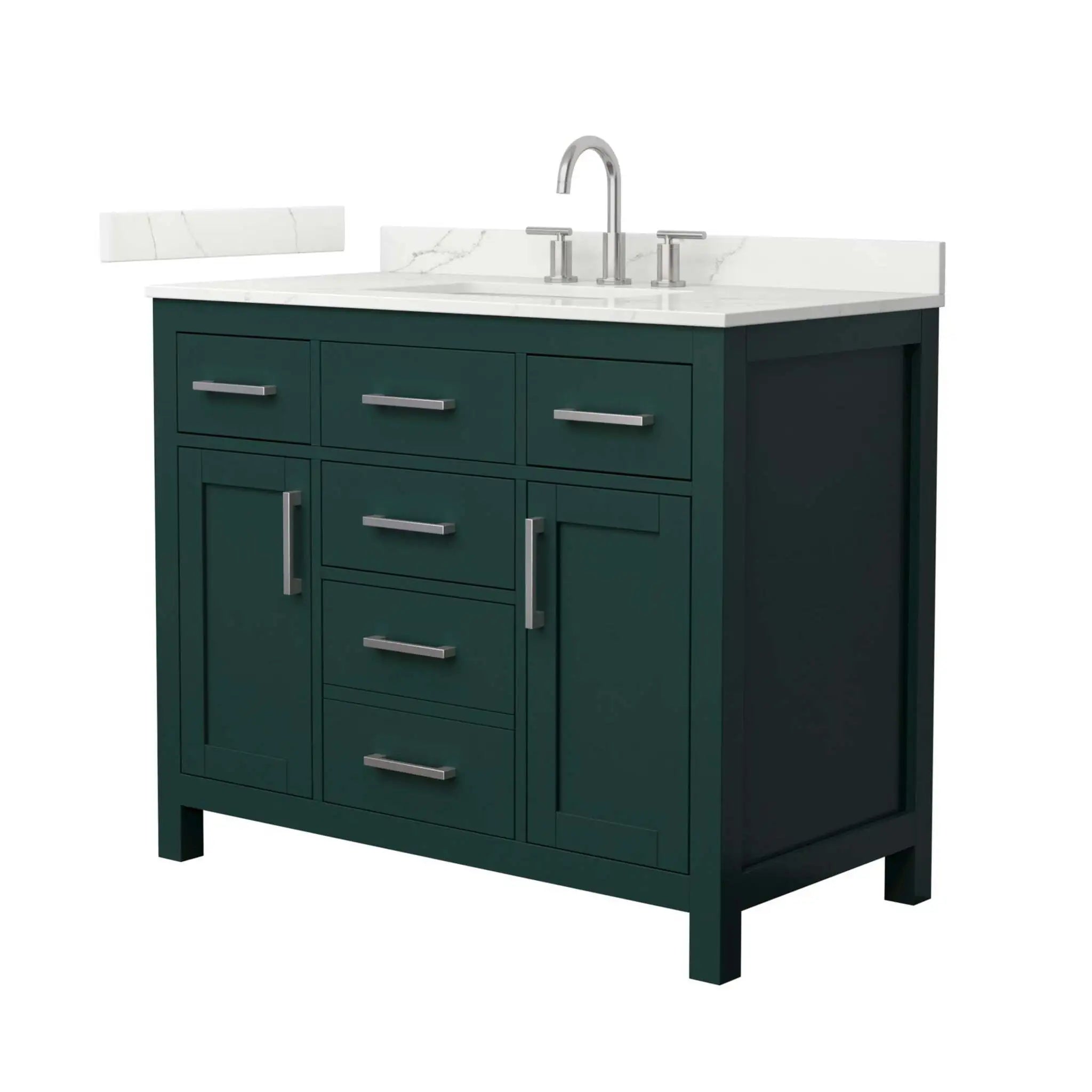 42" Beckett Single Bathroom Vanity in Green with Brushed Nickel Trim by Wyndham