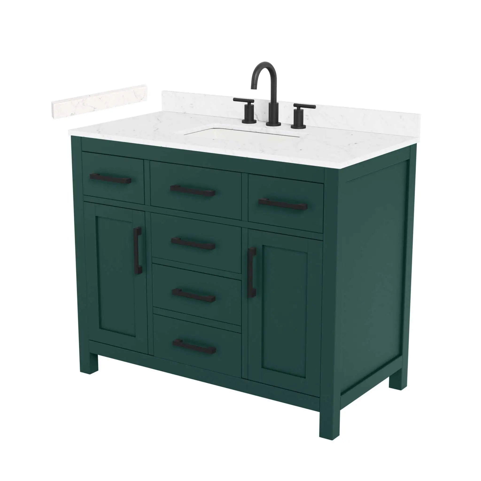 42" Beckett Single Bathroom Vanity in Green with Matte Black Trim by Wyndham