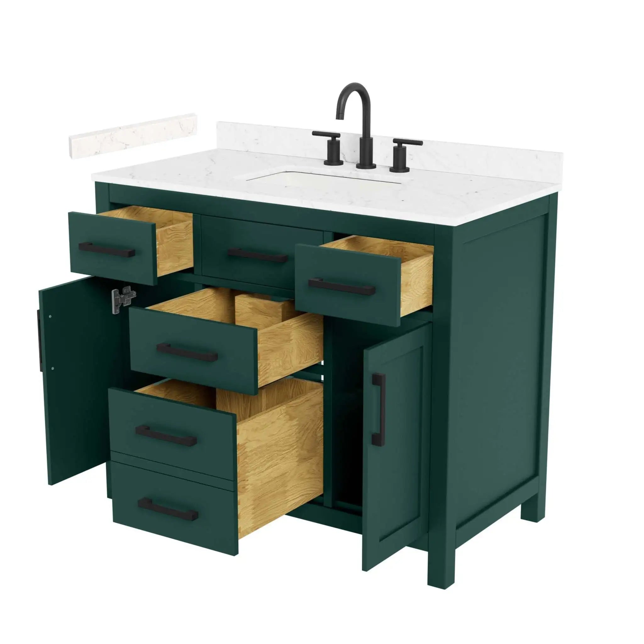 42" Beckett Single Bathroom Vanity in Green with Matte Black Trim by Wyndham