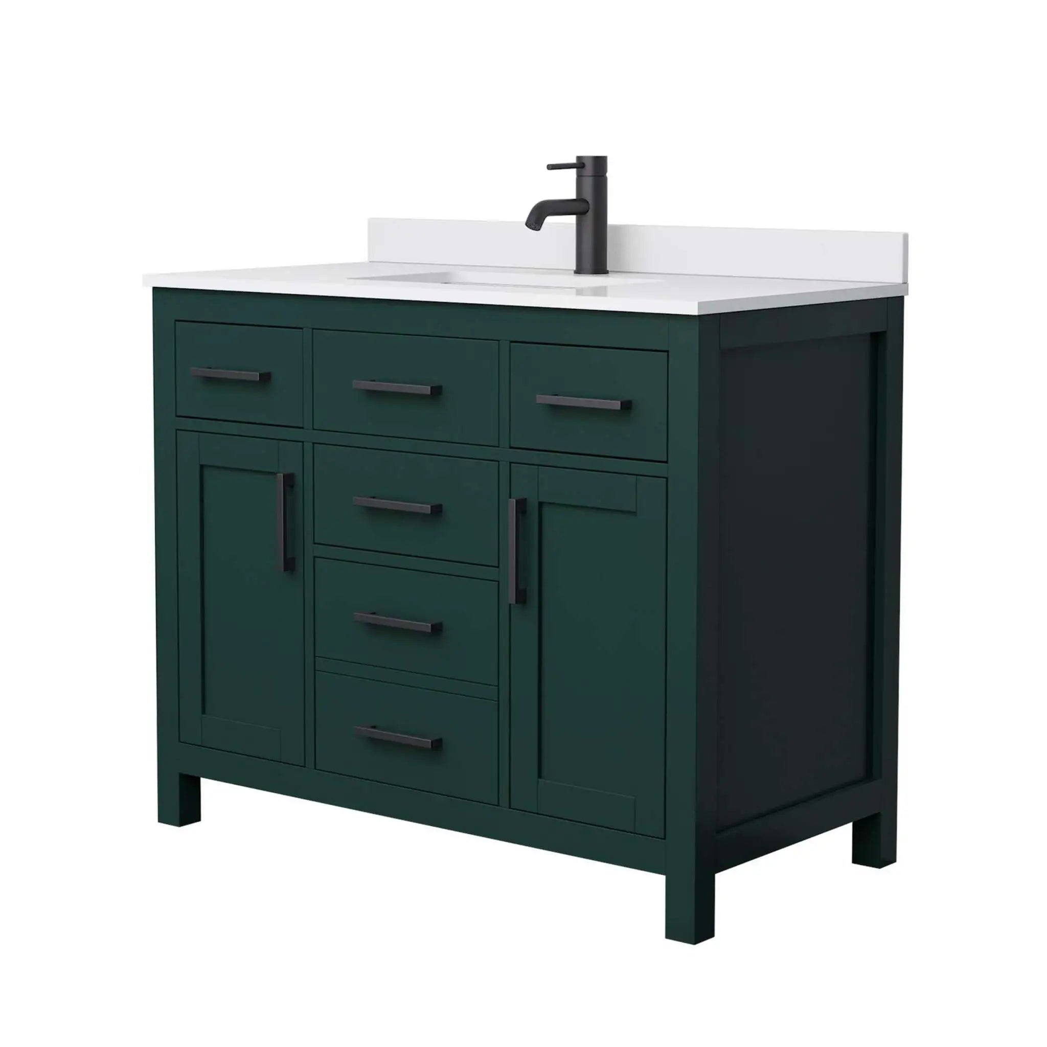 42" Beckett Single Bathroom Vanity in Green with Matte Black Trim by Wyndham