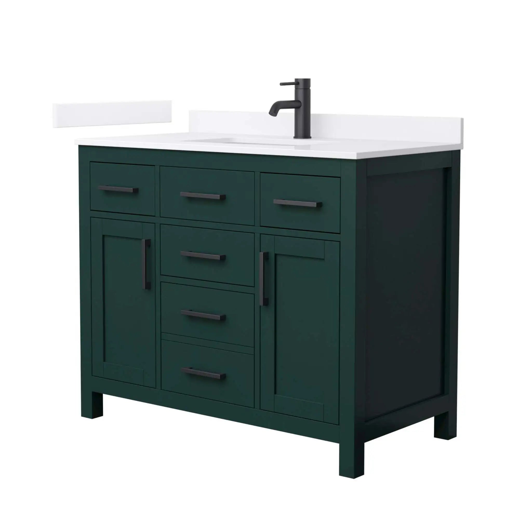 42" Beckett Single Bathroom Vanity in Green with Matte Black Trim by Wyndham