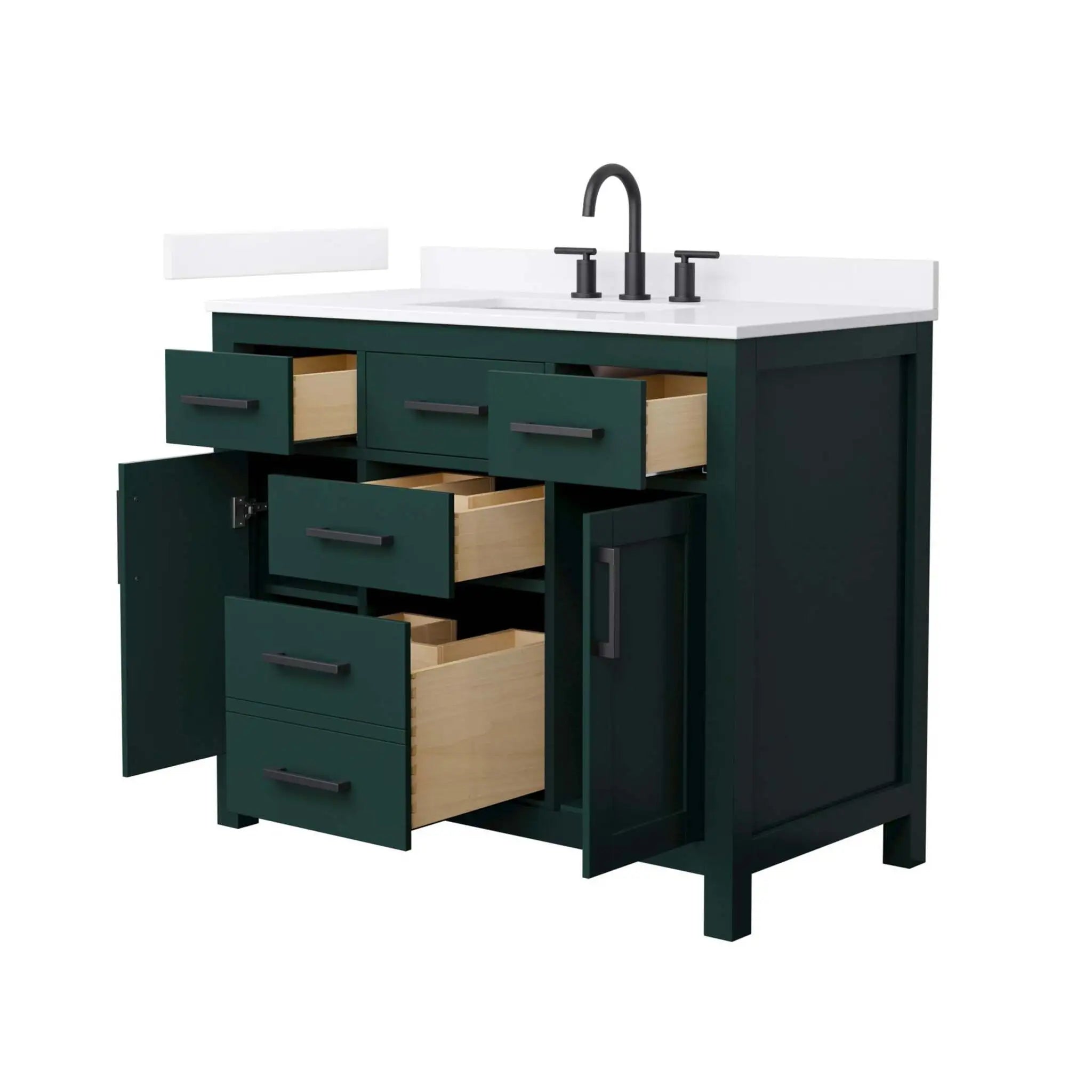 42" Beckett Single Bathroom Vanity in Green with Matte Black Trim by Wyndham