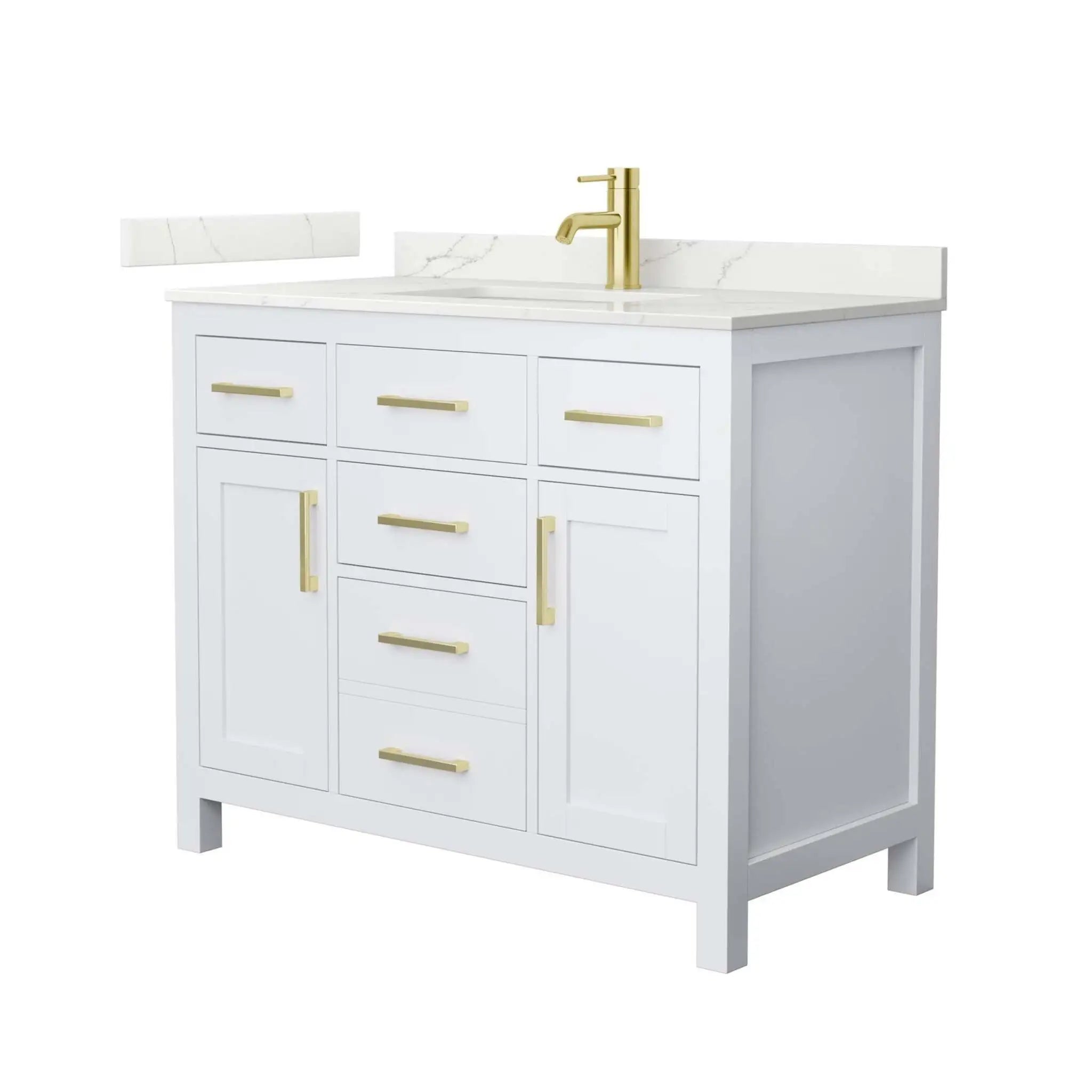 42" Beckett Single Bathroom Vanity in White with Brushed Gold Trim by Wyndham