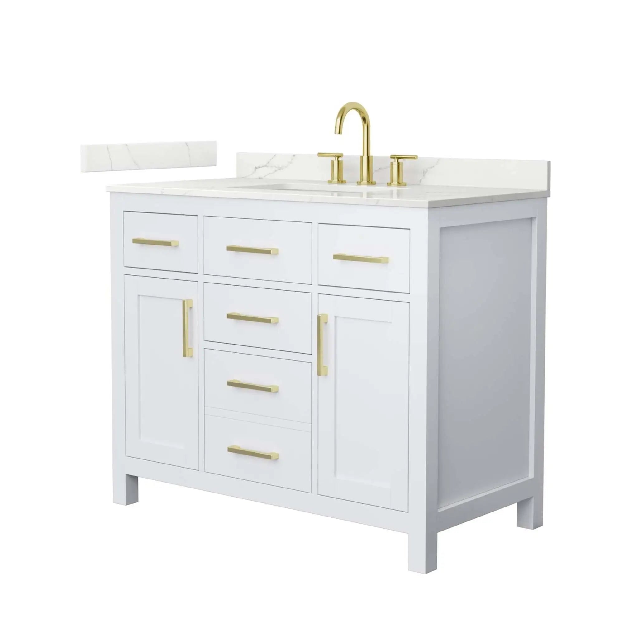 42" Beckett Single Bathroom Vanity in White with Brushed Gold Trim by Wyndham