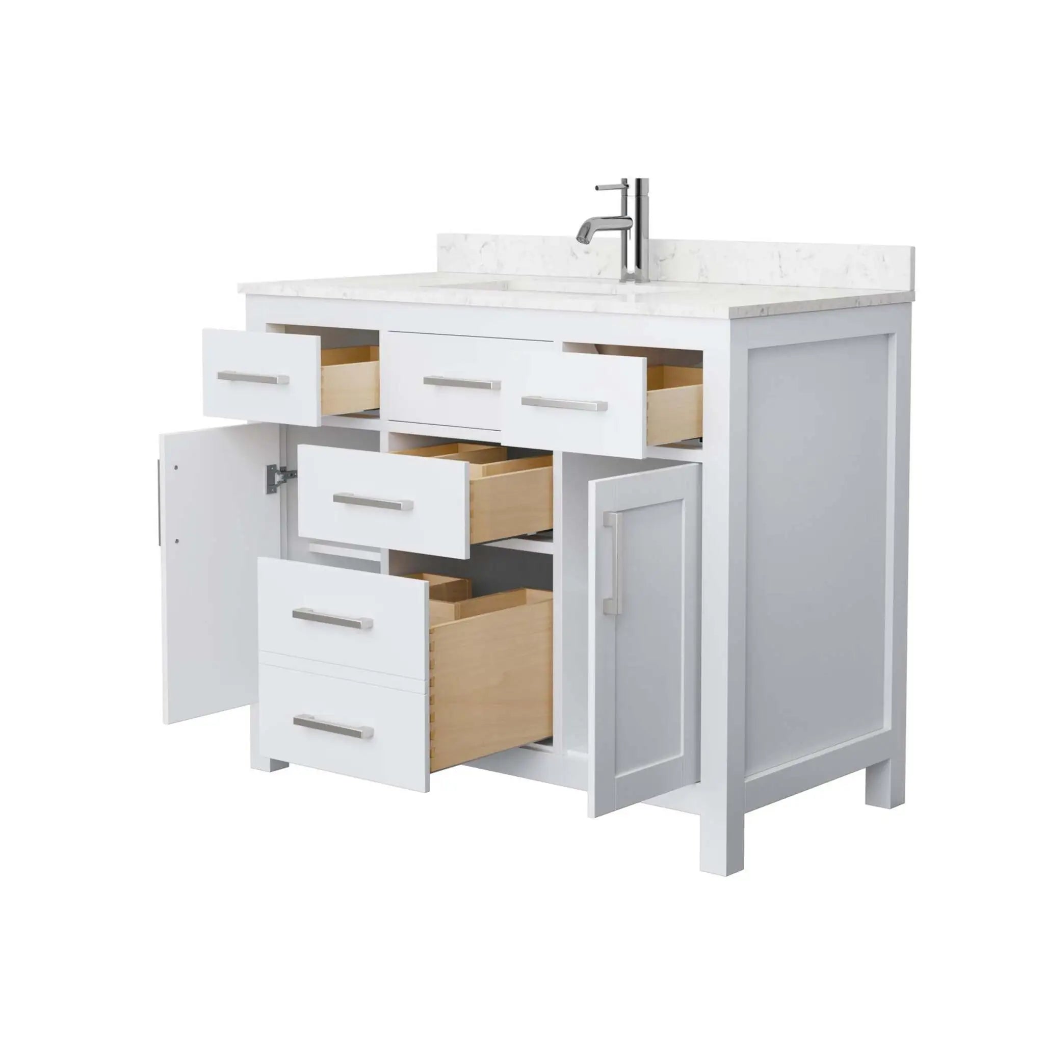 42" Beckett Single Bathroom Vanity in White with Brushed Nickel Trim by Wyndham