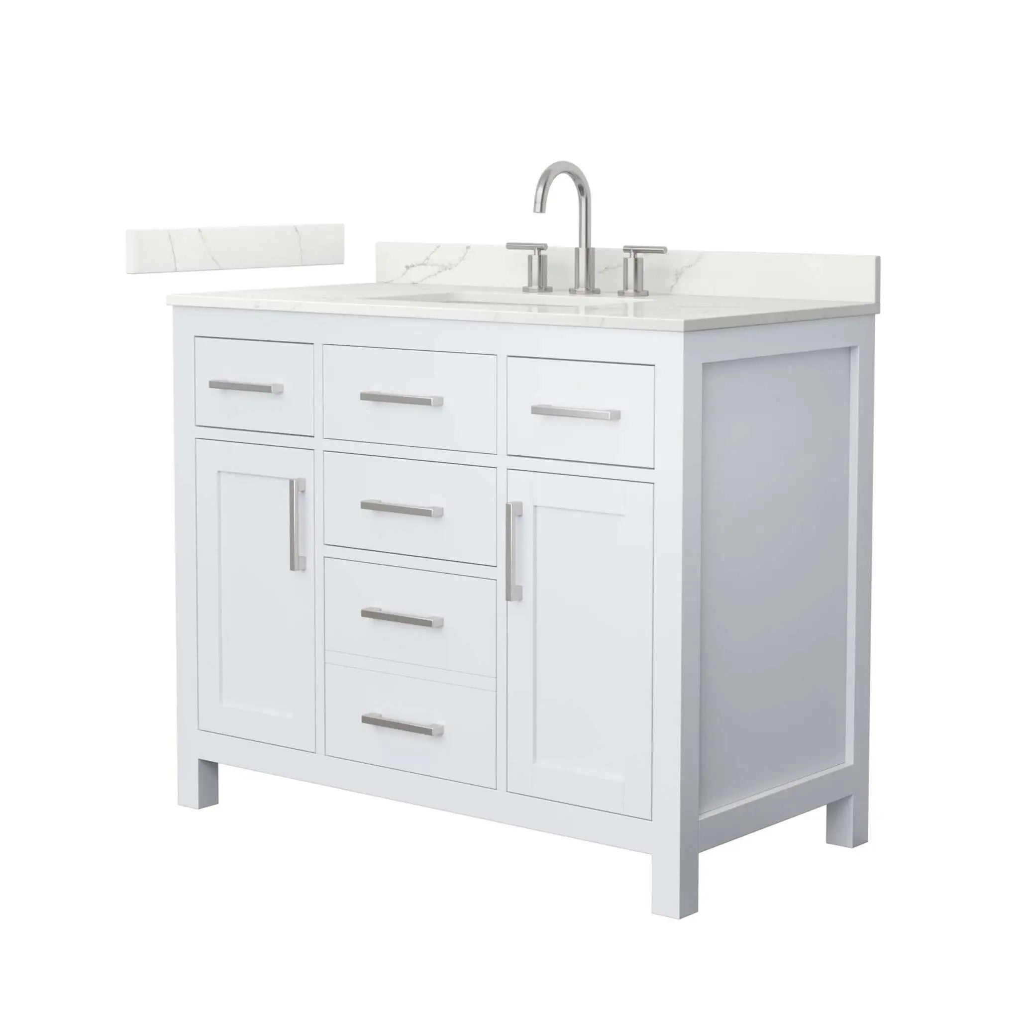 42" Beckett Single Bathroom Vanity in White with Brushed Nickel Trim by Wyndham