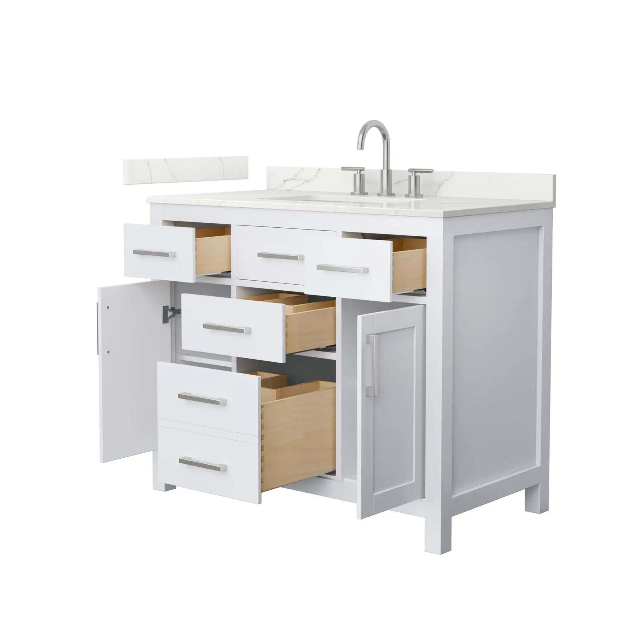 42" Beckett Single Bathroom Vanity in White with Brushed Nickel Trim by Wyndham