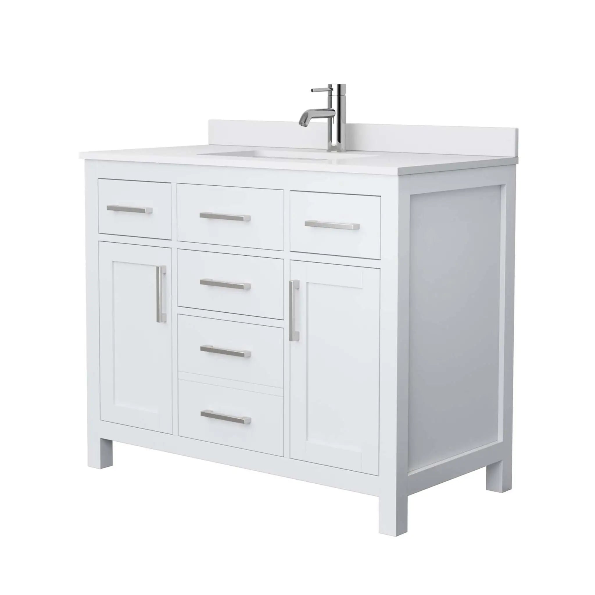 42" Beckett Single Bathroom Vanity in White with Brushed Nickel Trim by Wyndham