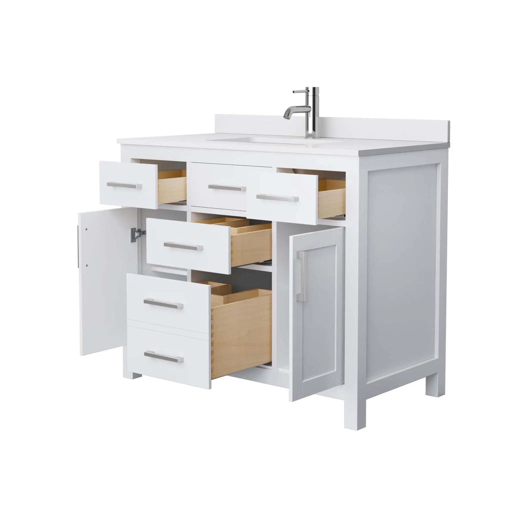 42" Beckett Single Bathroom Vanity in White with Brushed Nickel Trim by Wyndham