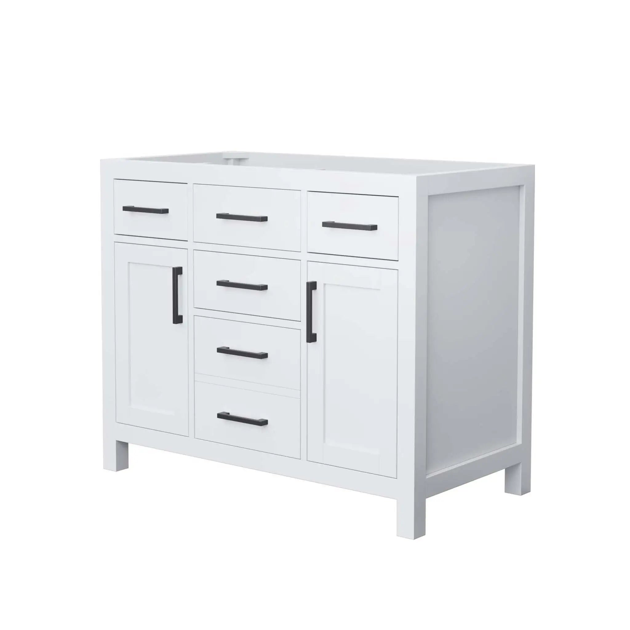 42" Beckett Single Bathroom Vanity in White with Matte Black Trim by Wyndham