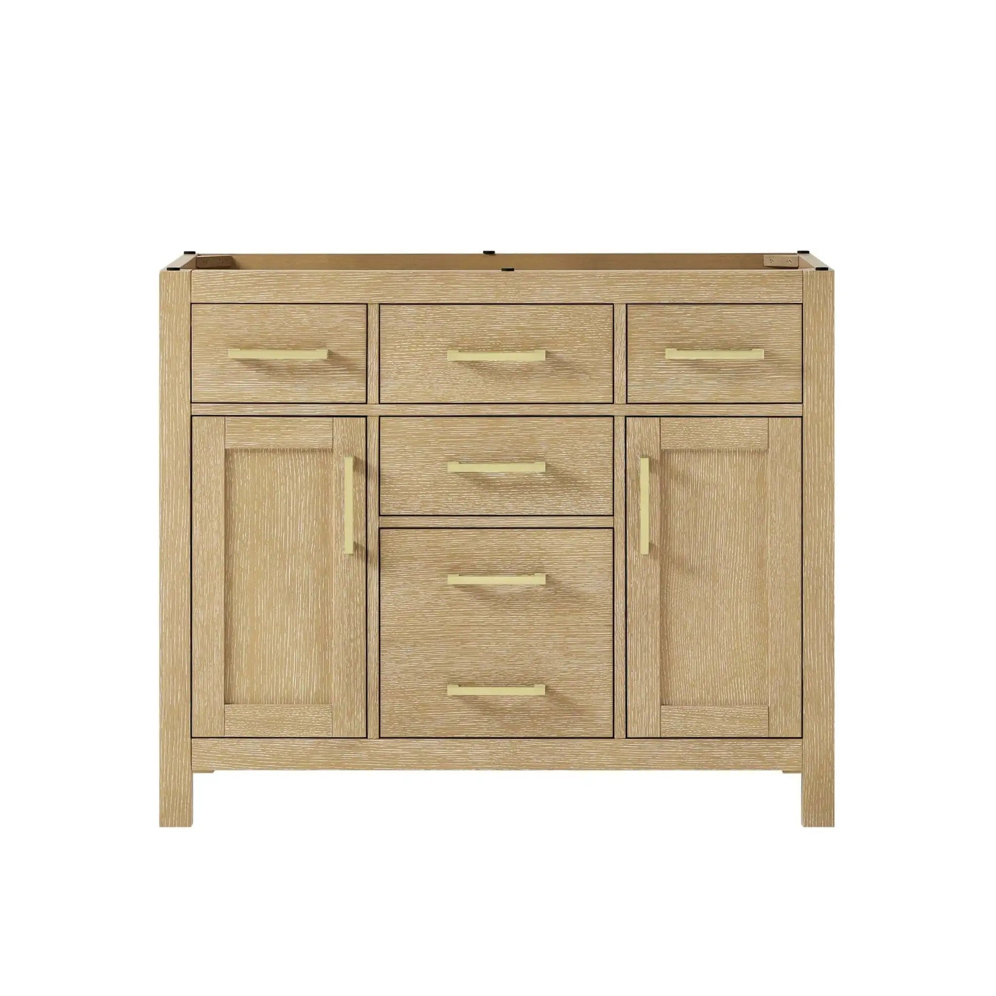 42" Beckett Single Bathroom Vanity in Whitewashed Oak with Brushed Gold Trim by Wyndham