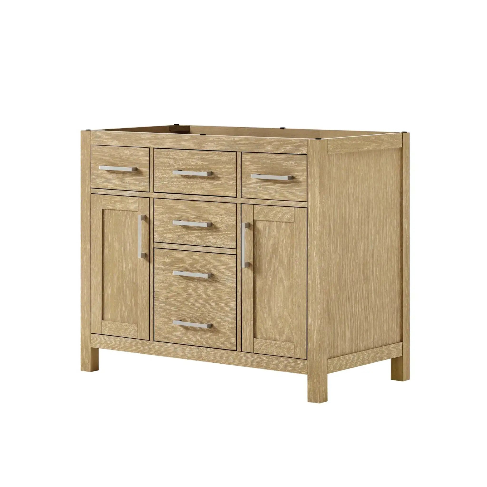 42" Beckett Single Bathroom Vanity in Whitewashed Oak with Brushed Nickel Trim by Wyndham
