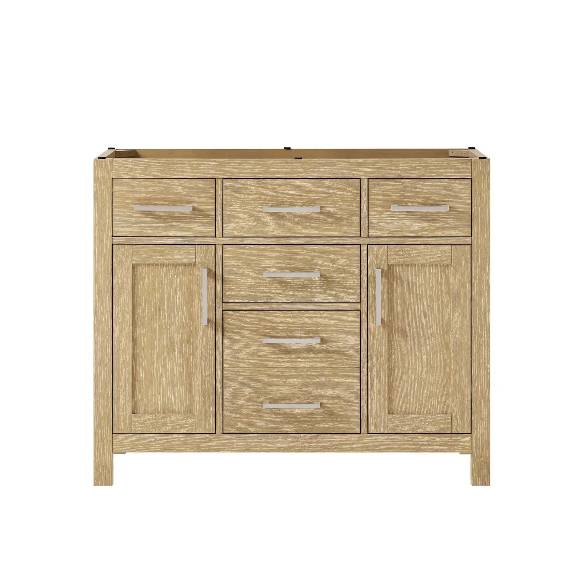 42" Beckett Single Bathroom Vanity in Whitewashed Oak with Brushed Nickel Trim by Wyndham