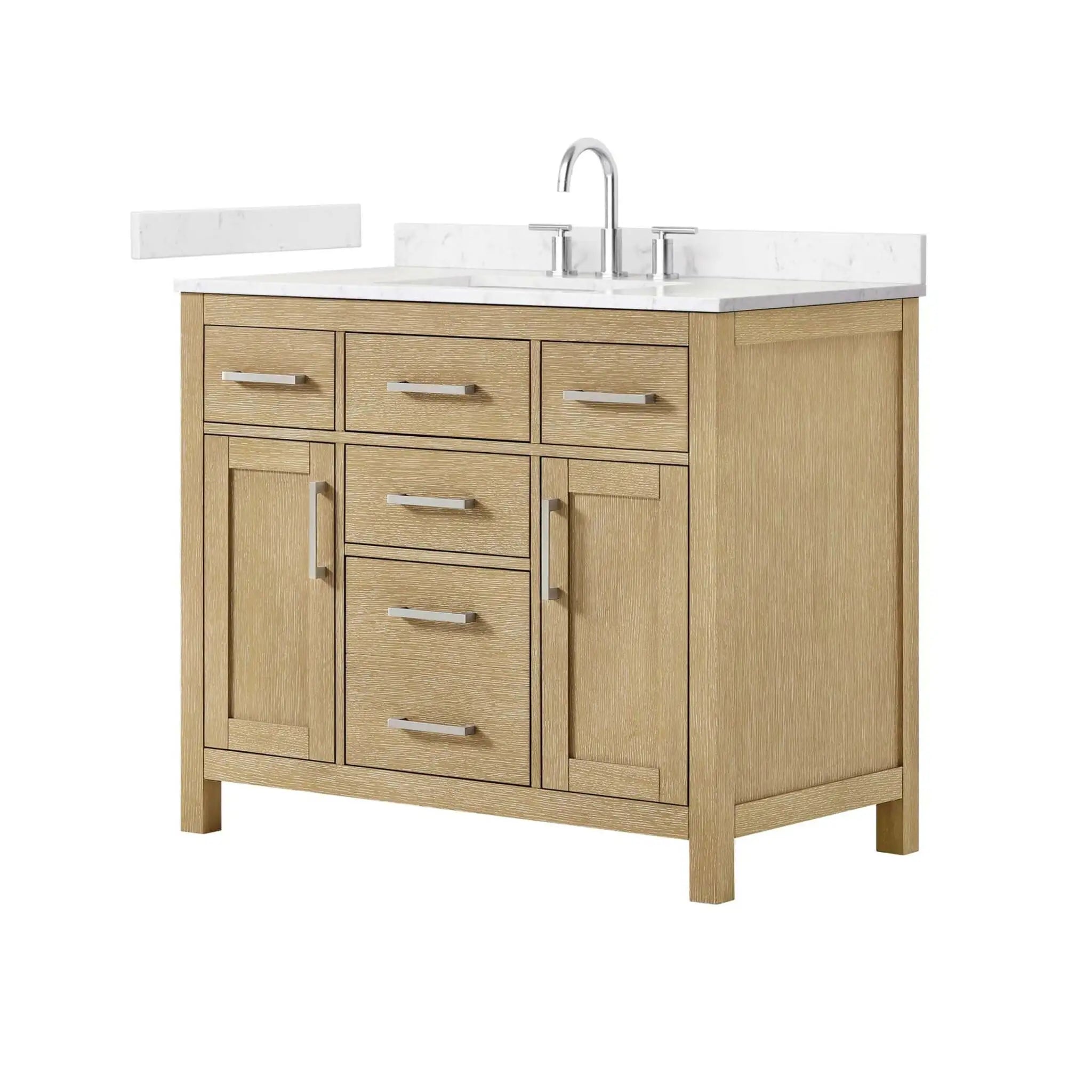 42" Beckett Single Bathroom Vanity in Whitewashed Oak with Brushed Nickel Trim by Wyndham