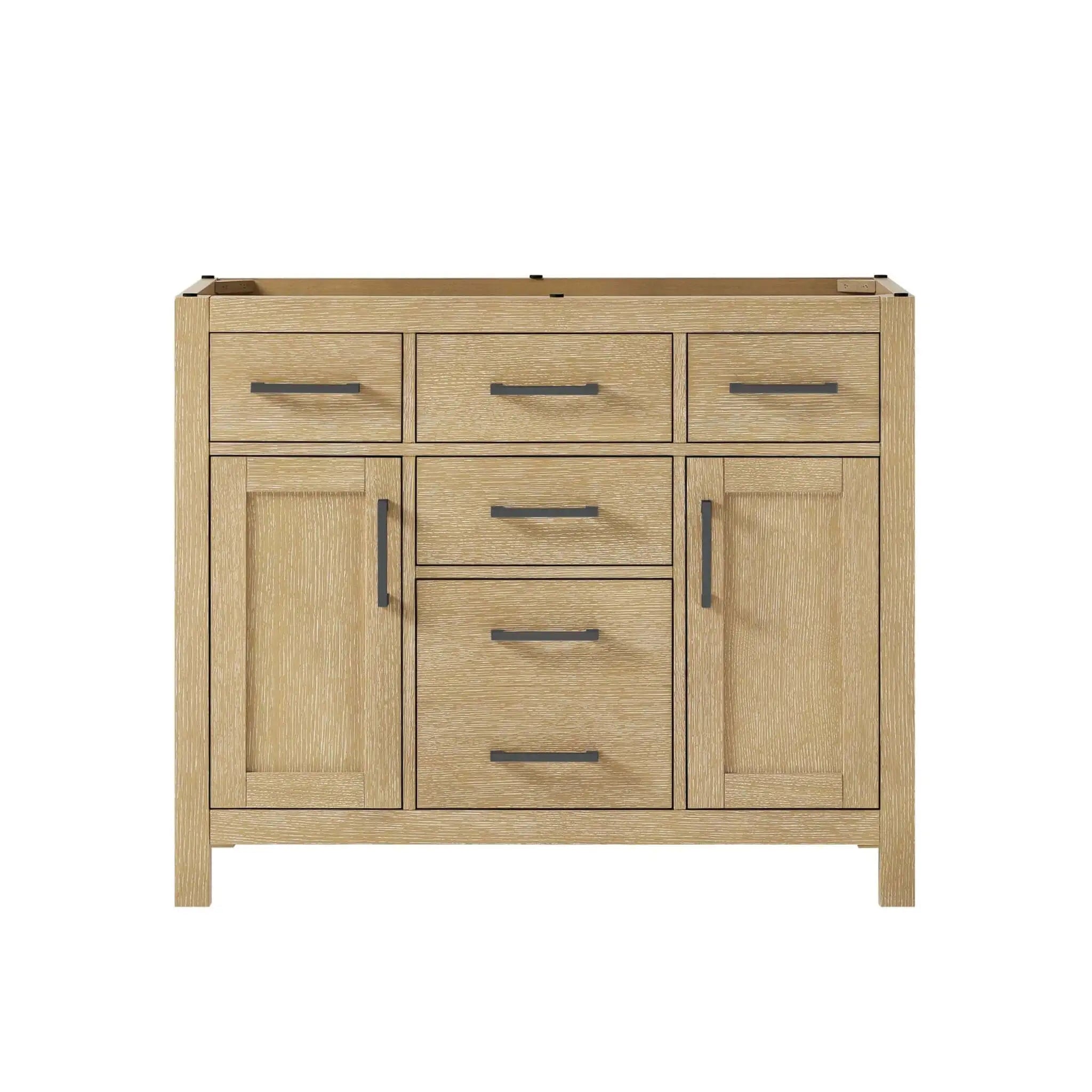 42" Beckett Single Bathroom Vanity in Whitewashed Oak with Matte Black Trim by Wyndham