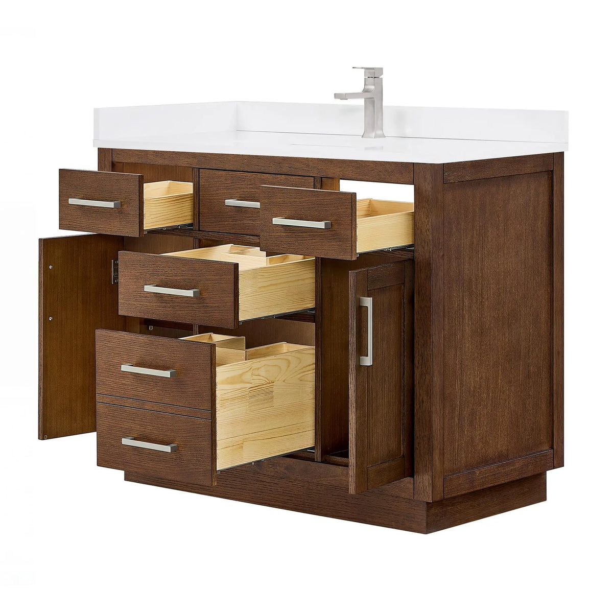 42" Beckett Single Bathroom Vanity with Toe Kick Dark Oak Brushed Nickel Trim by wyndham View 8