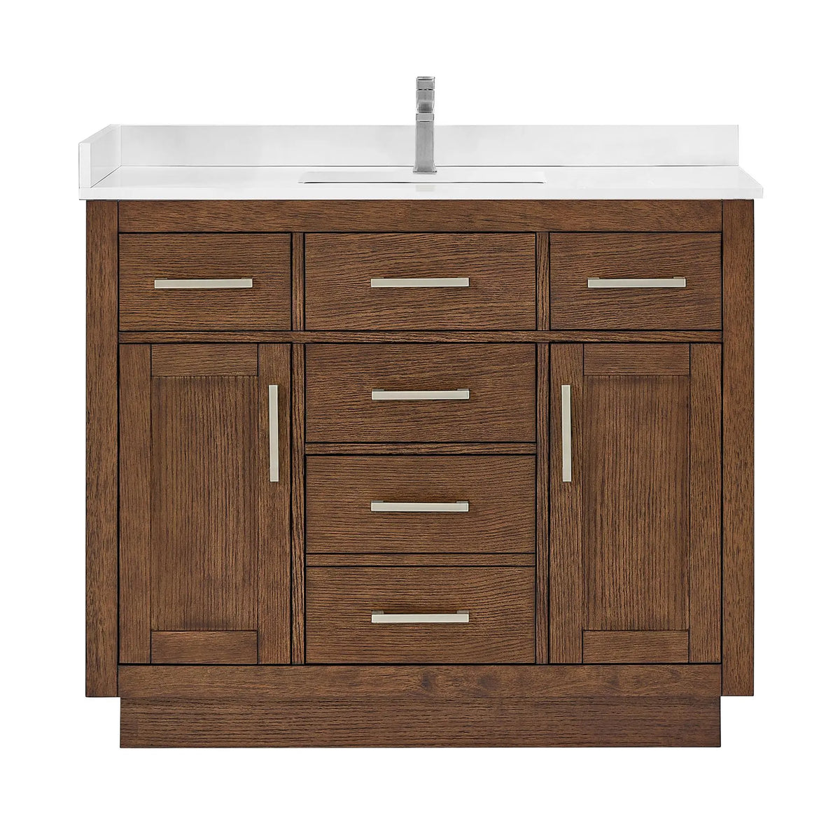42" Beckett Single Bathroom Vanity with Toe Kick Dark Oak Brushed Nickel Trim by wyndham View 6