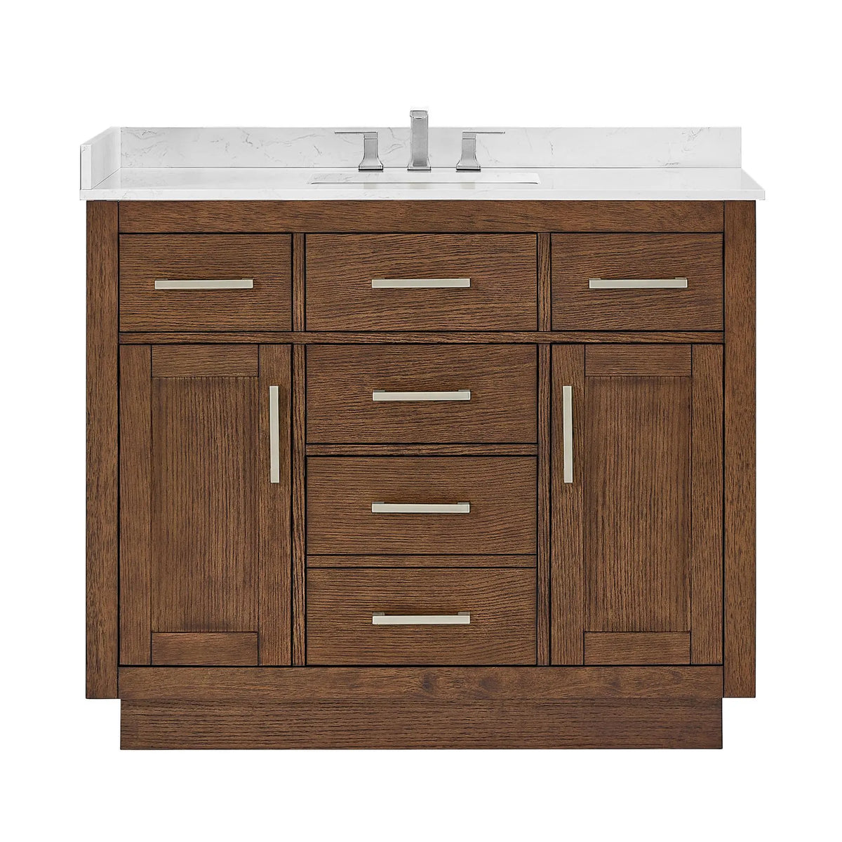 42" Beckett Single Bathroom Vanity with Toe Kick Dark Oak Brushed Nickel Trim by wyndham View 11