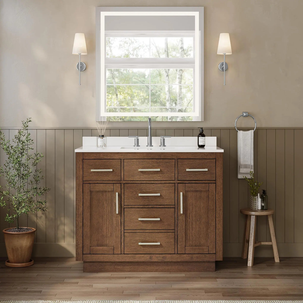 42" Beckett Single Bathroom Vanity with Toe Kick Dark Oak Brushed Nickel Trim by wyndham View 19