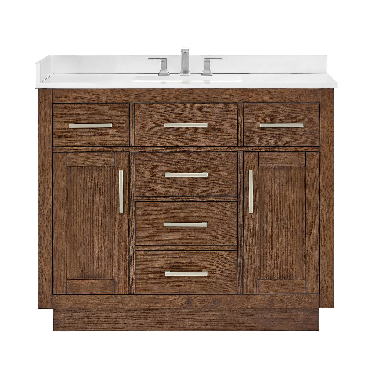 42" Beckett Single Bathroom Vanity with Toe Kick Dark Oak Brushed Nickel Trim by wyndham View 16