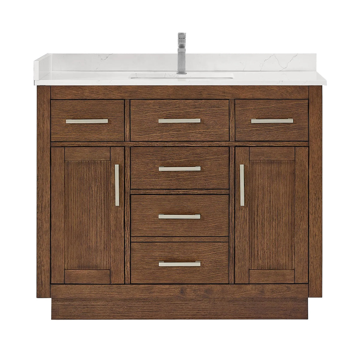 42" Beckett Single Bathroom Vanity with Toe Kick Dark Oak Brushed Nickel Trim by wyndham View 21