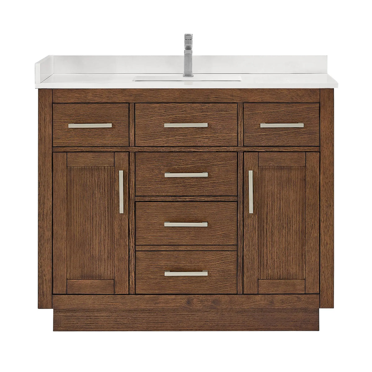 42" Beckett Single Bathroom Vanity with Toe Kick Dark Oak Brushed Nickel Trim by wyndham View 26