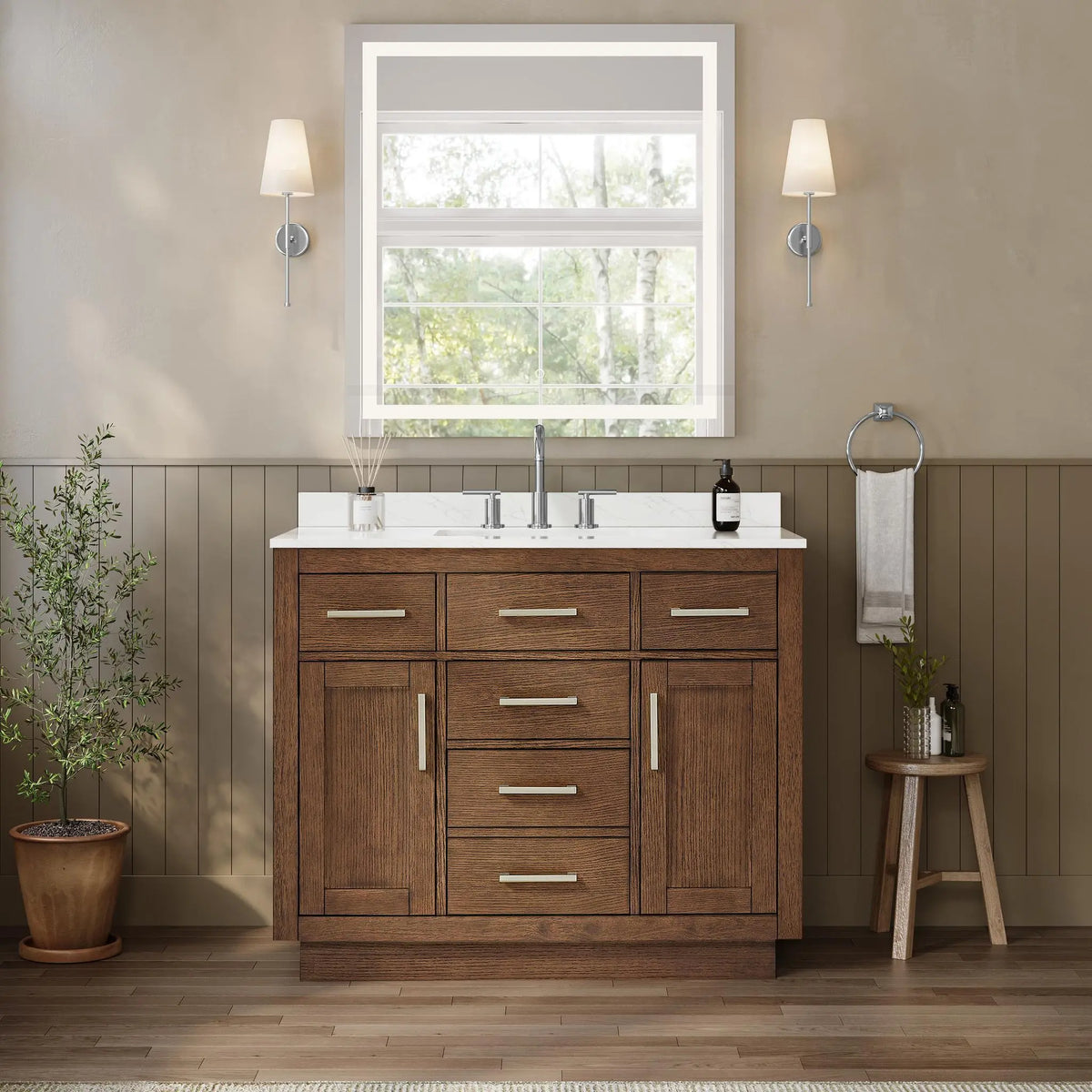 42" Beckett Single Bathroom Vanity with Toe Kick Dark Oak Brushed Nickel Trim by wyndham View 34