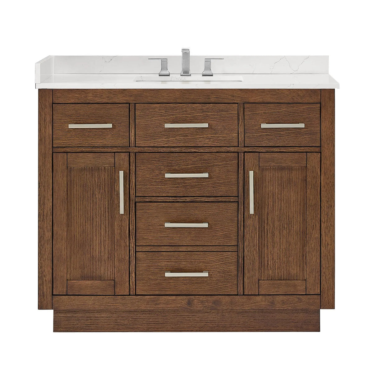 42" Beckett Single Bathroom Vanity with Toe Kick Dark Oak Brushed Nickel Trim by wyndham View 31