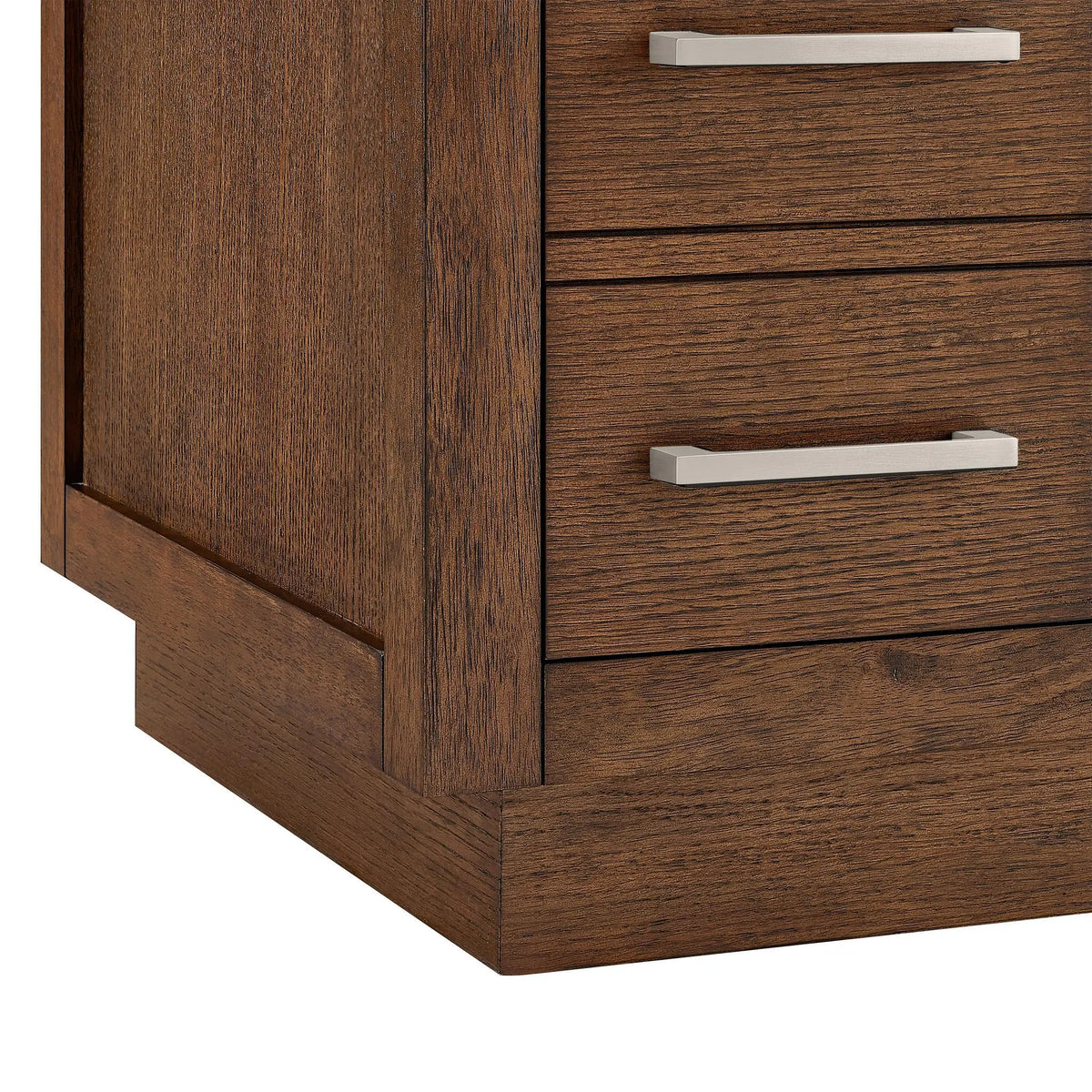 66" Beckett Double Bathroom Vanity with Toe Kick Dark Oak Brushed Nickel Trim by wyndham View 43