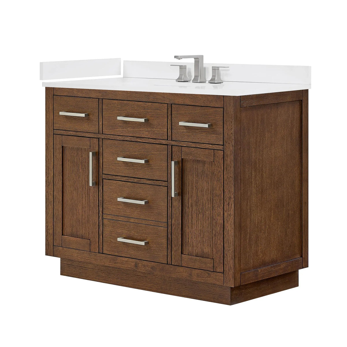 42" Beckett Single Bathroom Vanity with Toe Kick Dark Oak Brushed Nickel Trim by wyndham View 40