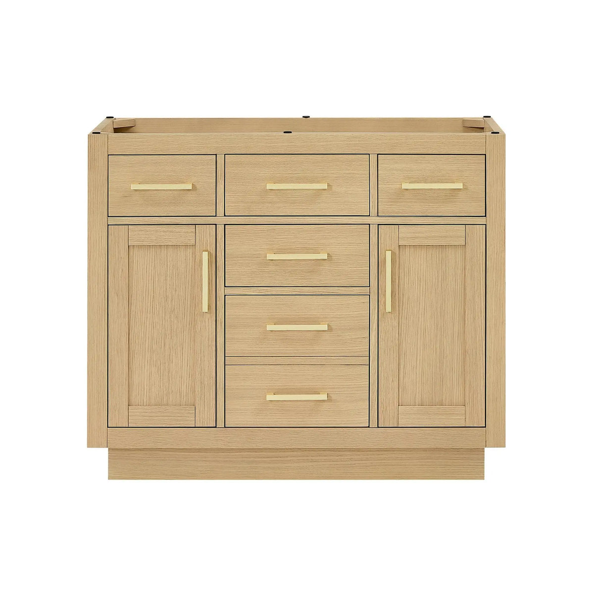 42" Beckett Single Bathroom Vanity with Toe Kick Rift Oak Brushed Gold Trim by wyndham View 41