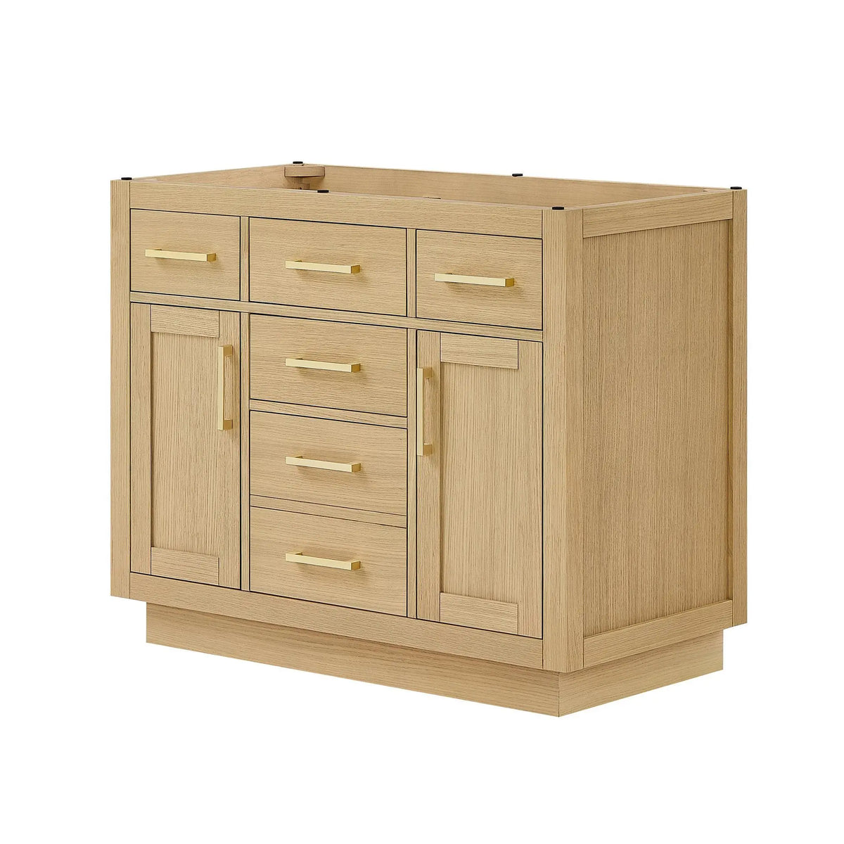 42" Beckett Single Bathroom Vanity with Toe Kick Rift Oak Brushed Gold Trim by wyndham View 44