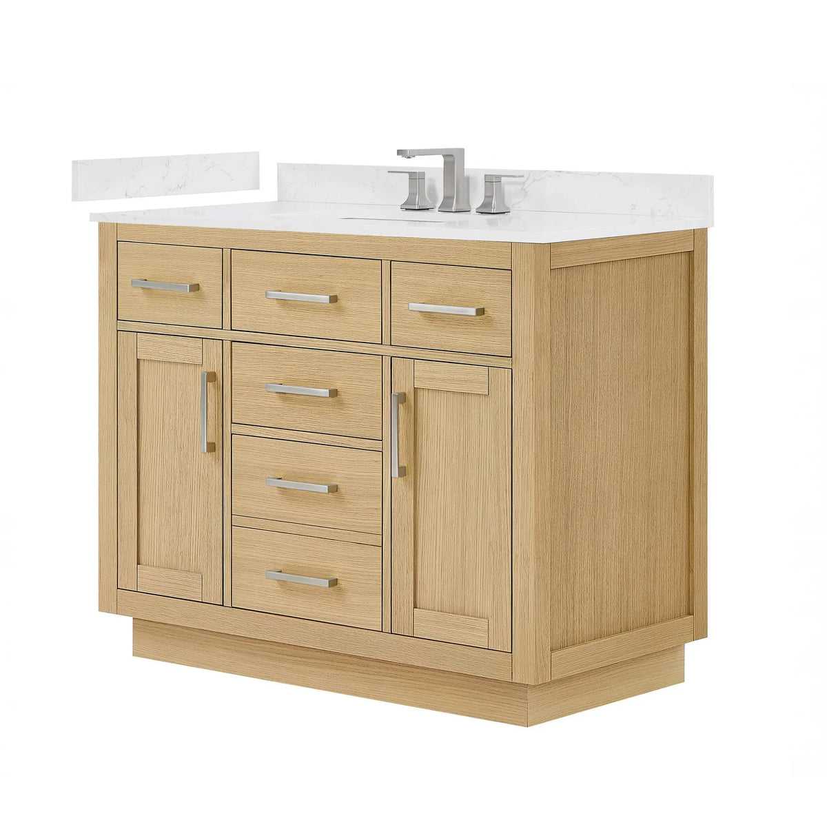 42" Beckett Single Bathroom Vanity with Toe Kick Rift Oak Brushed Nickel Trim by wyndham View 15